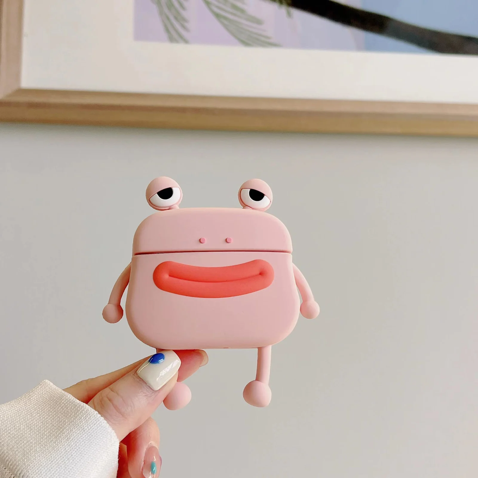DL3 Mobilak Compatible with AirPods Pro 2/1 Gen Case Soft Silicone Shockproof Cover for Apple iPod Pro 2nd/1st Generation, New 3D Cute Cartoon Creative Fun Case with Keychain Design - Frog Pink