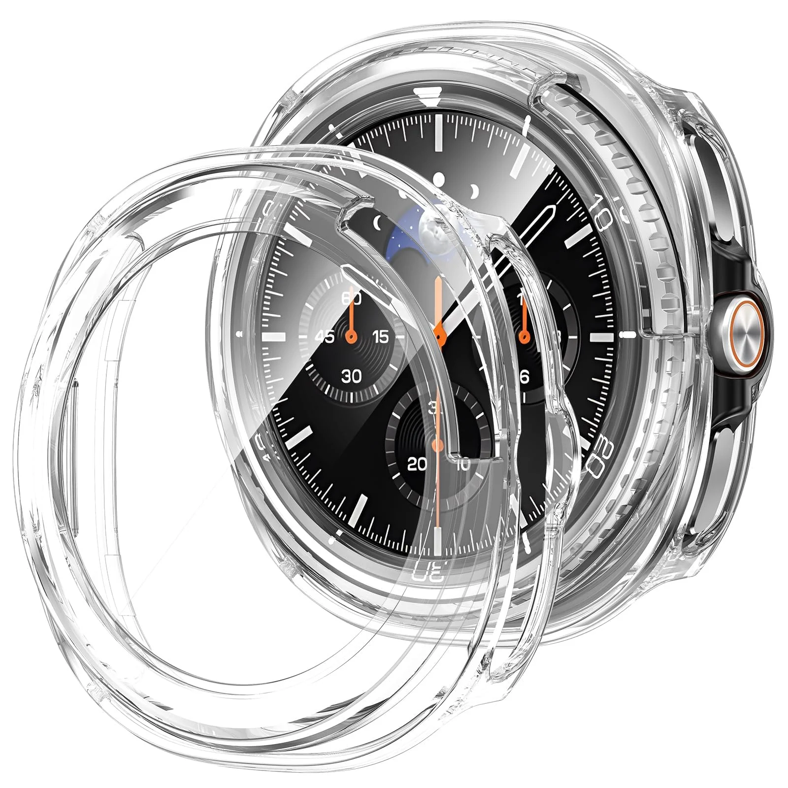 DL3 MOBILAK Full-Coverage Watch Case with Tempered Glass for Samsung Galaxy Watch 8 Classic 46 mm, Clear