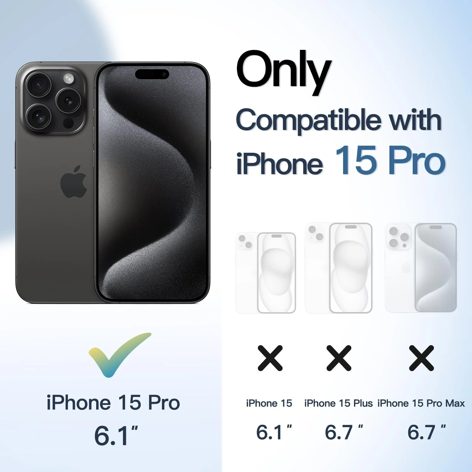 DL3 Mobilak Clear PC and TPU Protective Case for iPhone 15 Pro with Military-Grade Protection and Anti-Yellowing Design - Black
