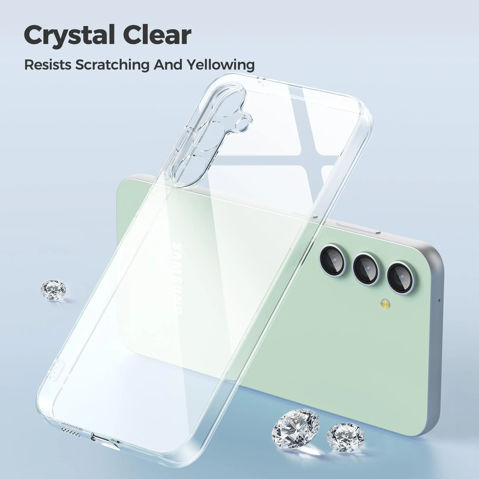 DL3 Mobilak Case Compatible with Samsung Galaxy S23 FE - Crystal Soft TPU Gel Case - Flexible Silicone Anti-Scratch Camera Protection - TPU Cover - Clear