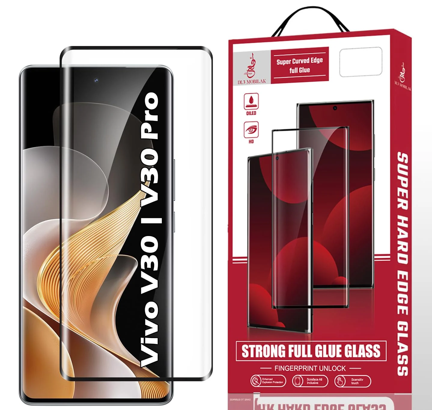 DL3 Mobilak Screen Protector for vivo V30 / V30 Pro 5G, Tempered Glass Screen Saver Premium HD Protective, Scratch Resistant, NO-Bubble, 9H Hardness, Full Coverage Film - Clear