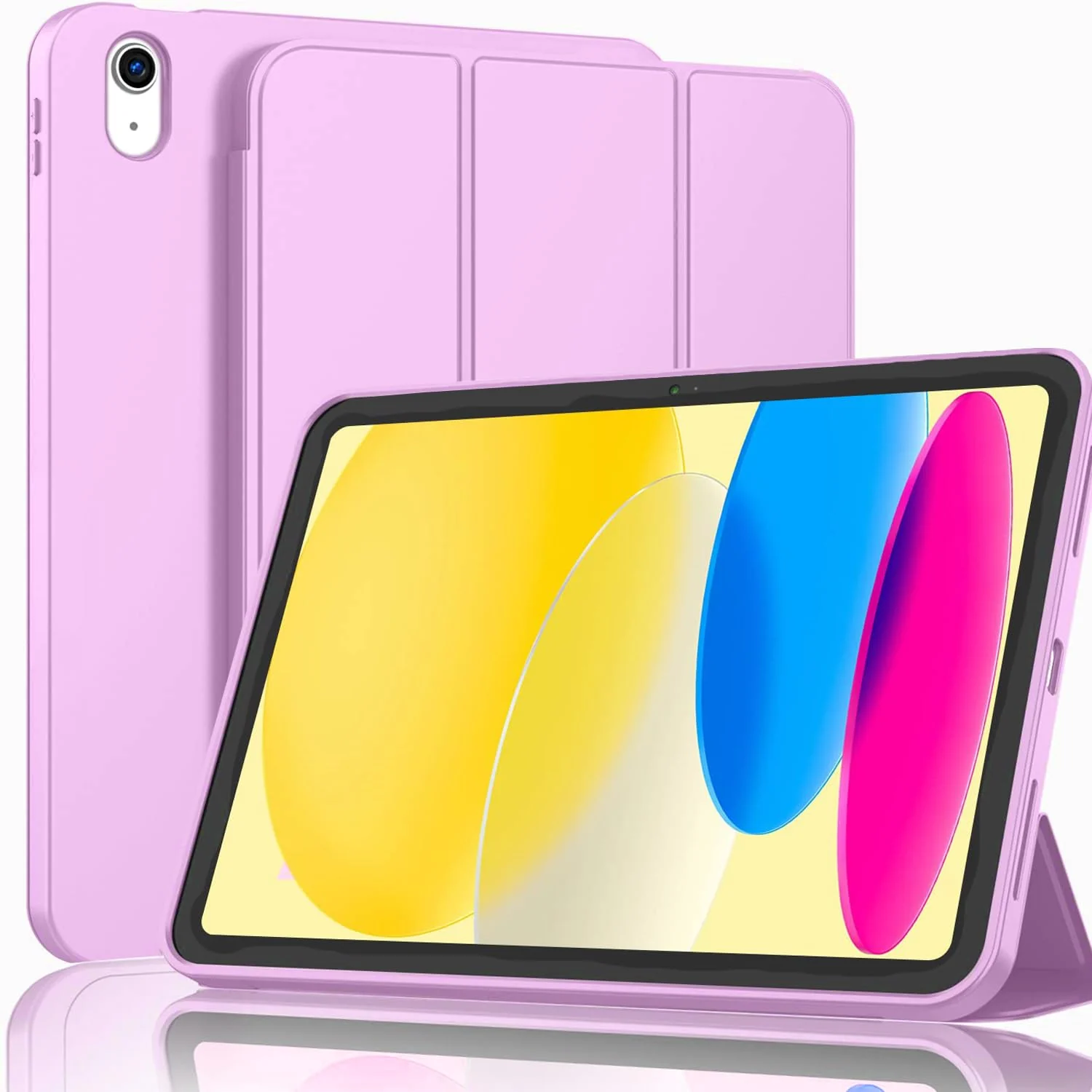DL3 Mobilak iPad 10th Generation Case, Auto Wake&Sleep iPad Cover 10th Generation Case, Slim Trifold Stand TPU Back Shell Case for iPad 10th Gen 10.9 inch - Pastel Violet