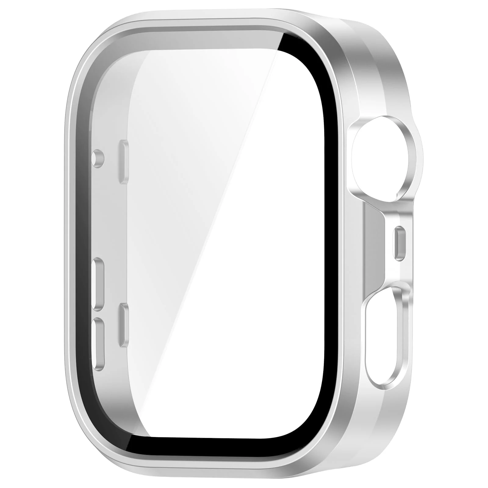DL3 Mobilak Case Compatible with Huawei Watch Fit 4 Pro, Full Coverage Slim Hard Case Protective Bumper Built-in Tempered Glass Screen Protector Shell for Huawei Watch Fit 4 Pro - Silver