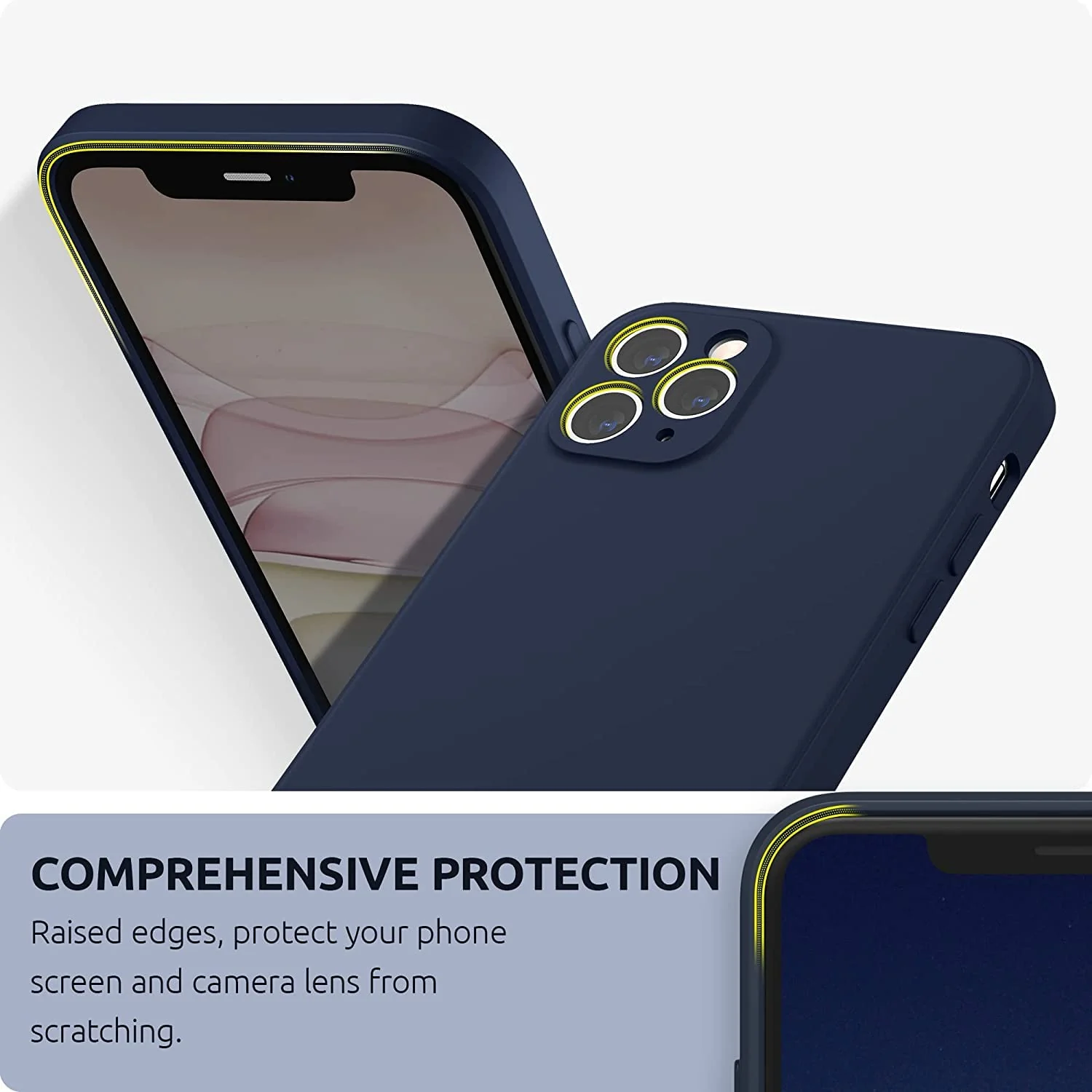 DL3 Mobilak Liquid Silicone Case for iPhone 12 Pro Max (6.7 Inch), Shock-absorbing protection, Scratch-resistant surface, Soft microfiber lining - Dark Blue
