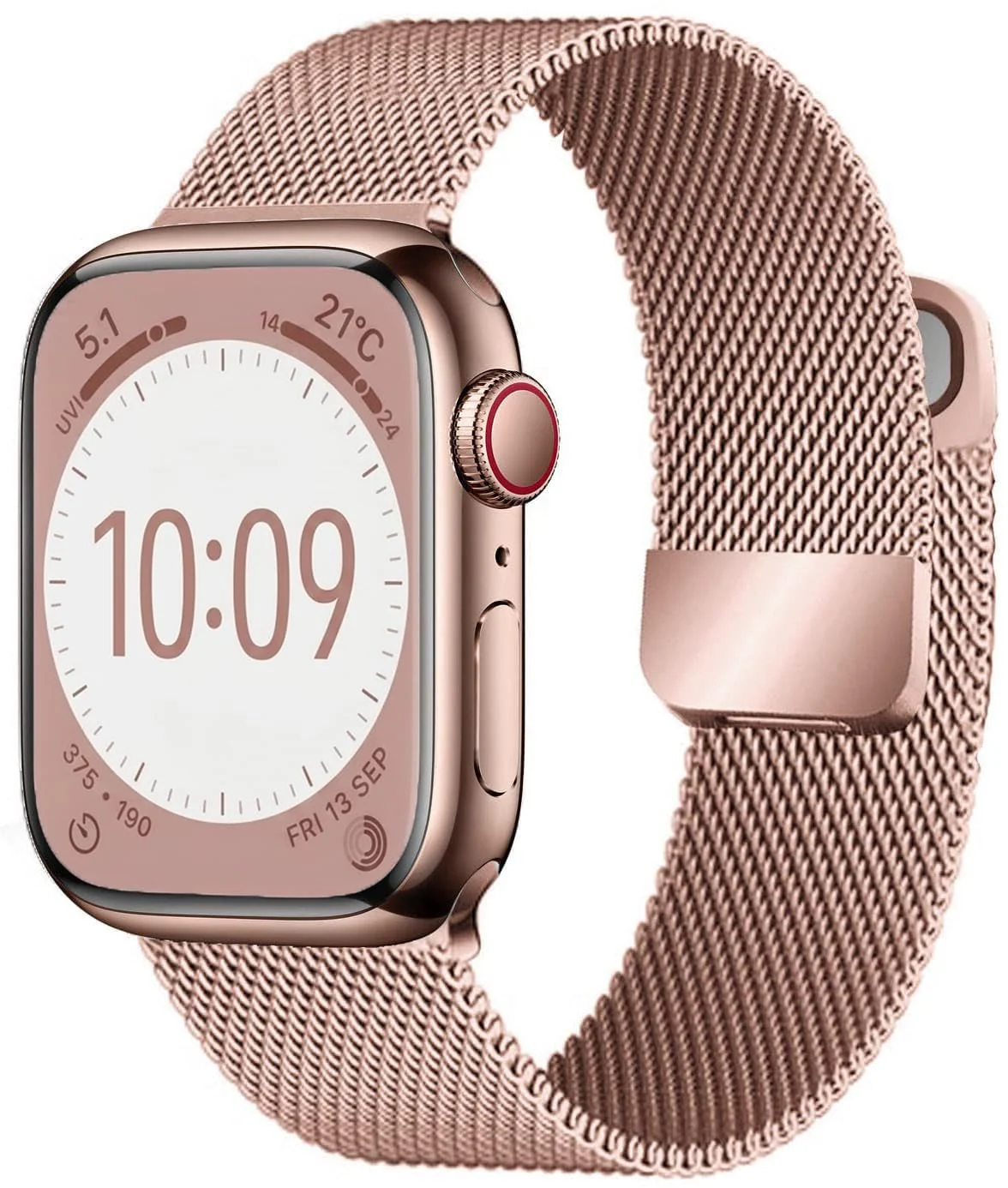 DL3 MOBILAK Milanese Loop Compatible With Apple Watch 38mm 40mm 41mm 42mm(Series 11 10), Stainless Steel Mesh Band Magnetic Clasp, Adjustable Metal Strap for iWatch Series 11 10 9 8 7 6 5 4 3 2 1 SE - Rose Gold