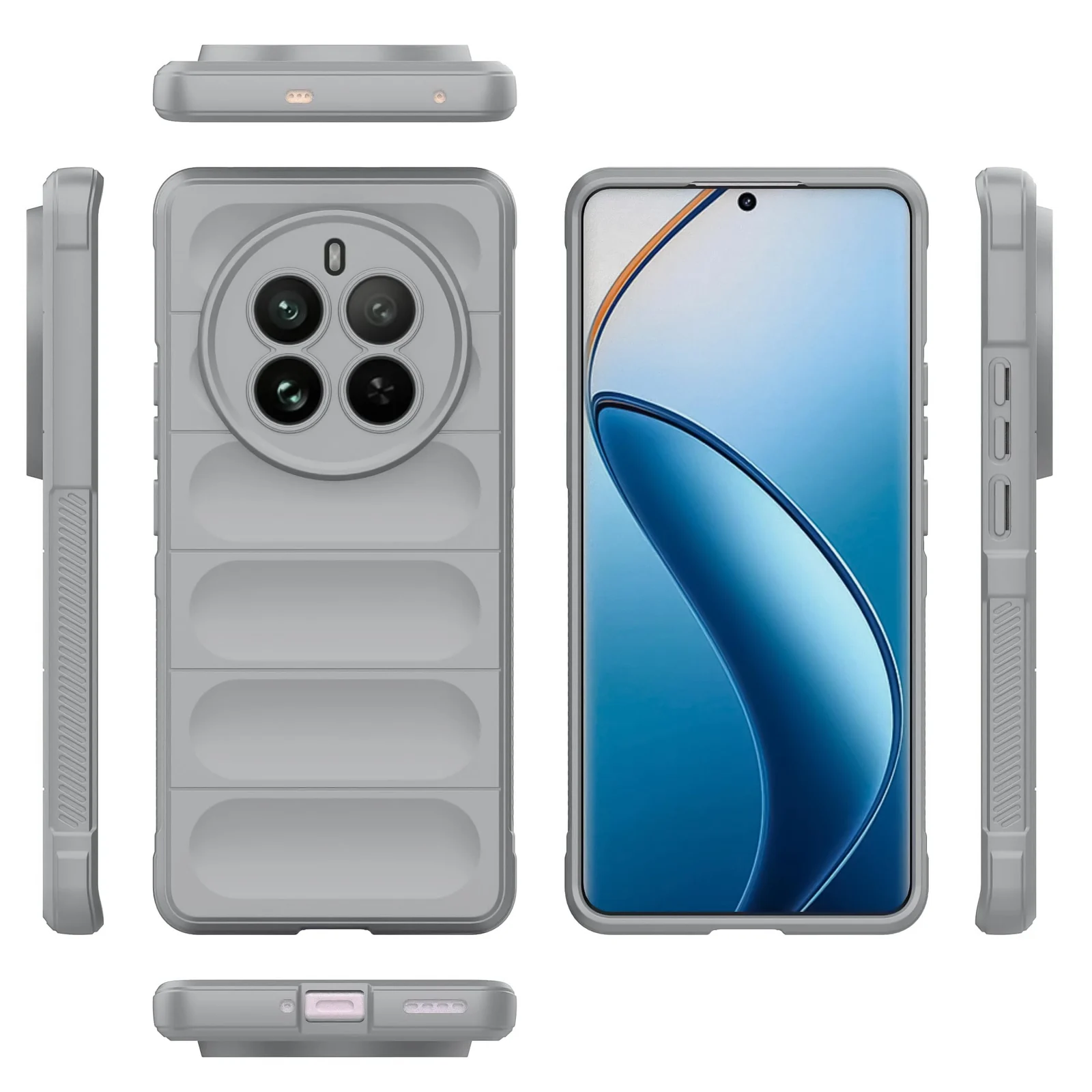 DL3 Mobilak Soft Silicone Protective Case for realme 12 Pro / realme 12 Pro Plus with Camera Protection and Shockproof Design - Gray