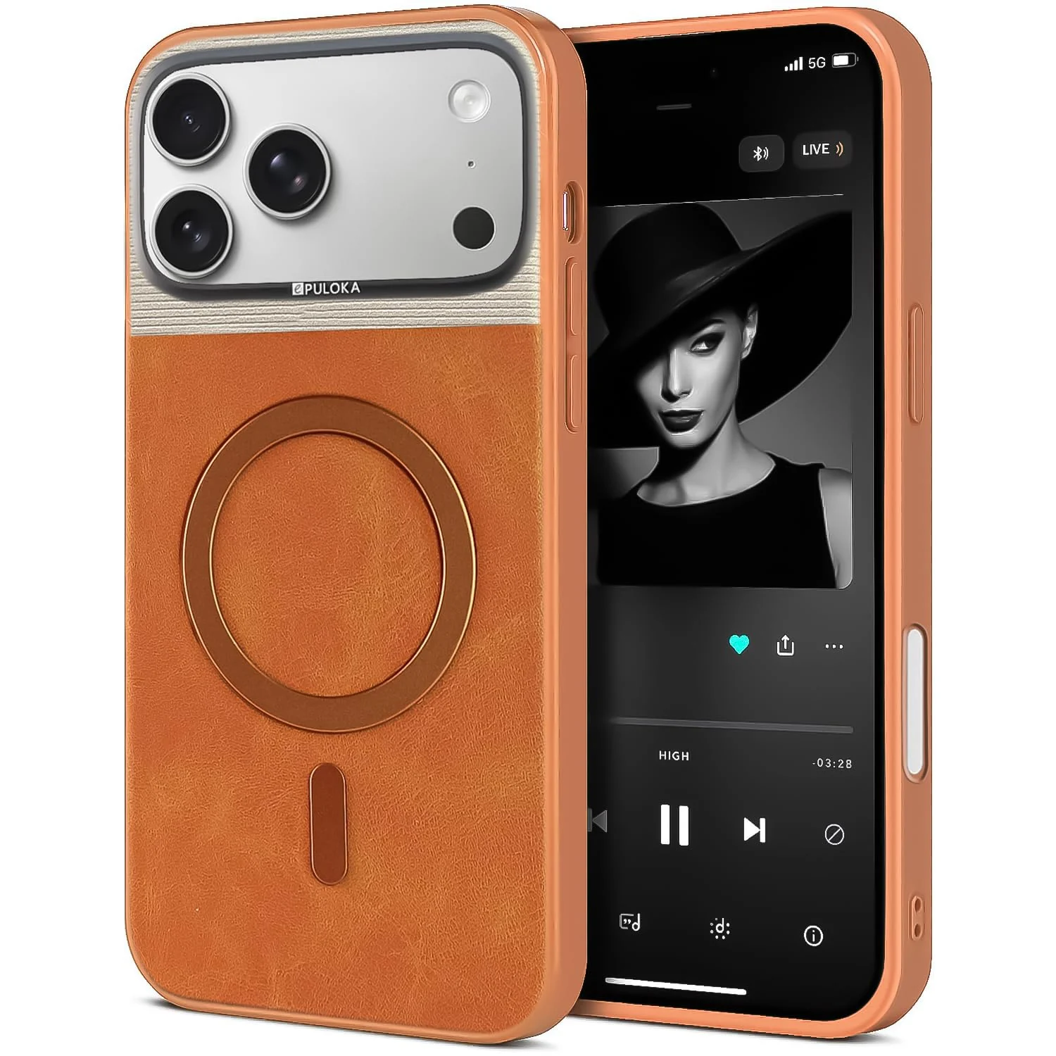 DL3 Mobilak Leather Wallet Case with Card Slot for iPhone 17 Pro with Camera Protection and MagSafe Compatibility