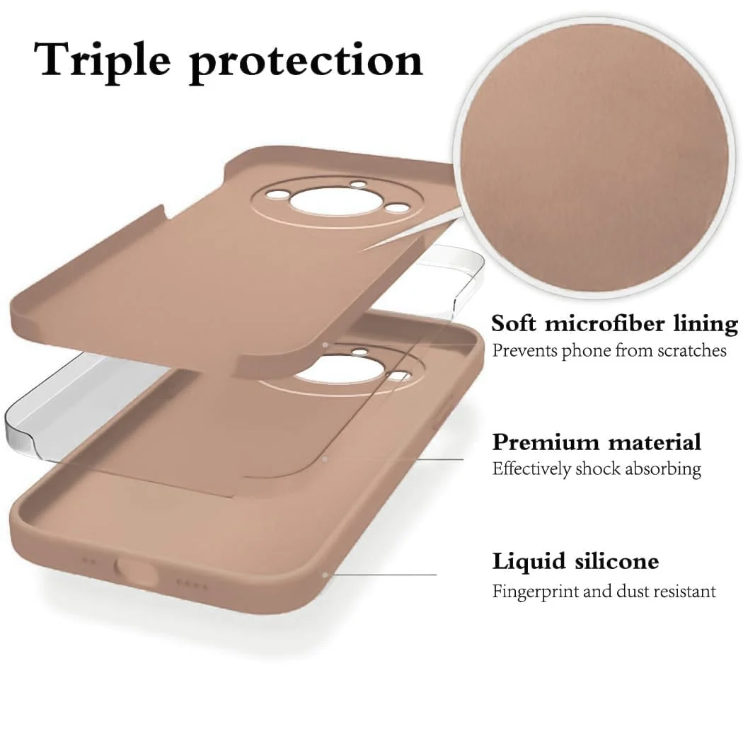 DL3 Mobilak Liquid Silicone Protective Case with Soft Microfiber Lining with Full Camera Protection for realme 11 Pro & realme 11 Pro+ Plus 5G - Light Orange
