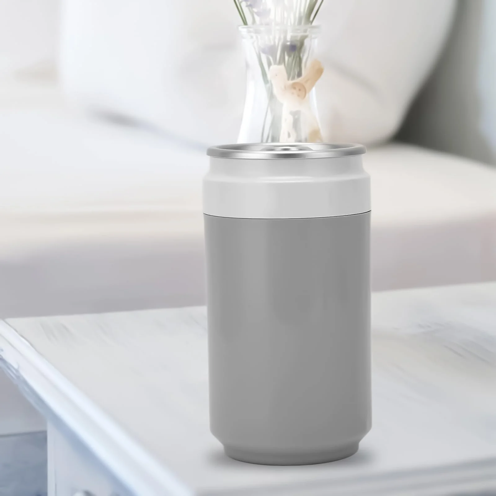 Mobigon Wood Cool Mist Ultrasonic Humidifier for Room Moisture, Aroma Diffuser for Home, 260ml Essential Oil Diffuser with 7 Colorful Night Light, Auto Shut-Off, Home, Office, car - White&Gray