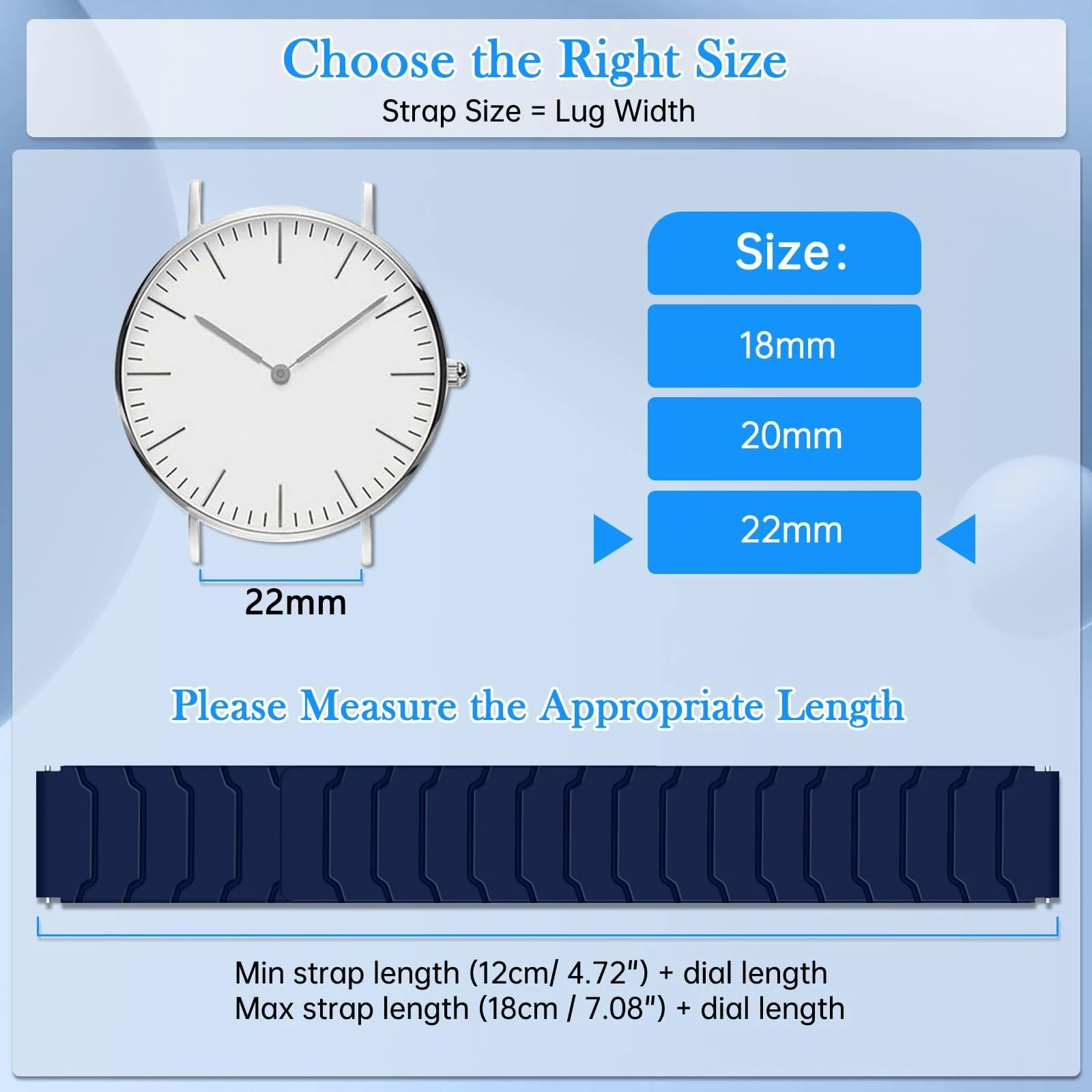 DL3 Mobilak 22mm Silicone Magnetic Strap for Xiaomi Redmi Watch 5 Active/5 Lite/Samsung Galaxy Watch 46mm/Watch 3 45mm/Gear S3/Huawei watch (GT6 GT5 GT4 GT3 GT2 GT 46MM)/GT2E/GT6 Pro/GT 5 Pro/Amazfit GTR4/Bip 6 - Blue/light Blue