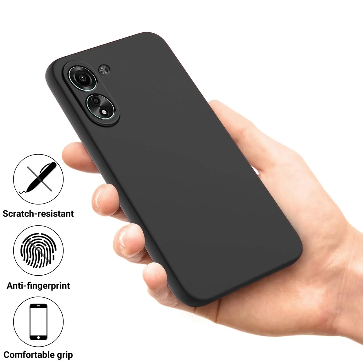 DL3 Mobilak Silicone Protective Case for Xiaomi Redmi 13C, Shock-absorbing protection, Scratch-resistant surface, Soft microfiber lining - Black