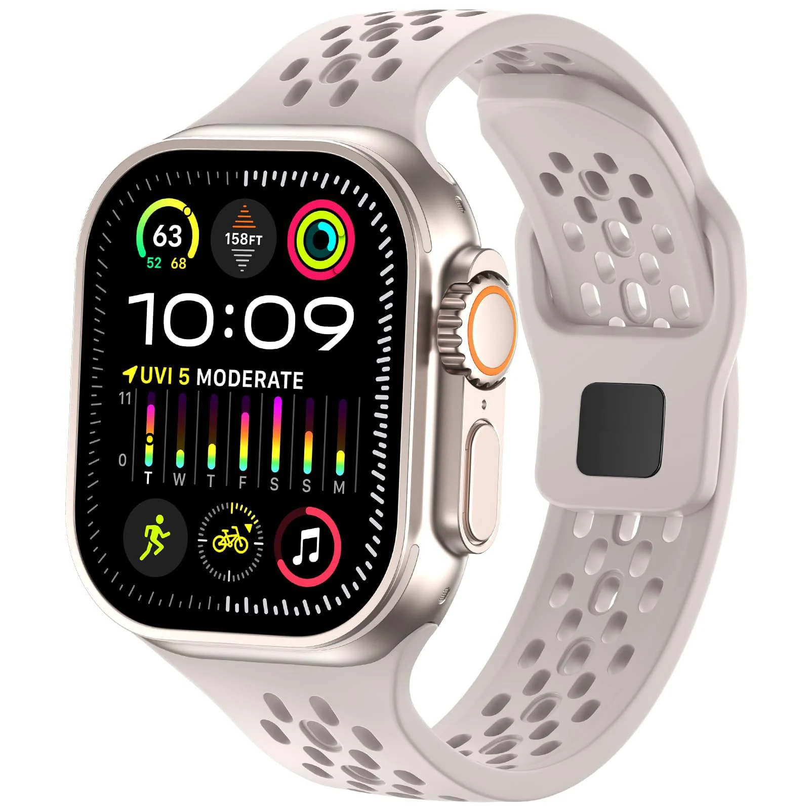 DL3 Mobilak Breathable Sport Band Compatible with Apple Watch 49mm 46mm 45mm 44mm 42mm, Soft Silicone Replacement Strap for iWatch Series 11 10 9 8 7 6 5 4 SE3 SE2 SE Ultra 3 2 1