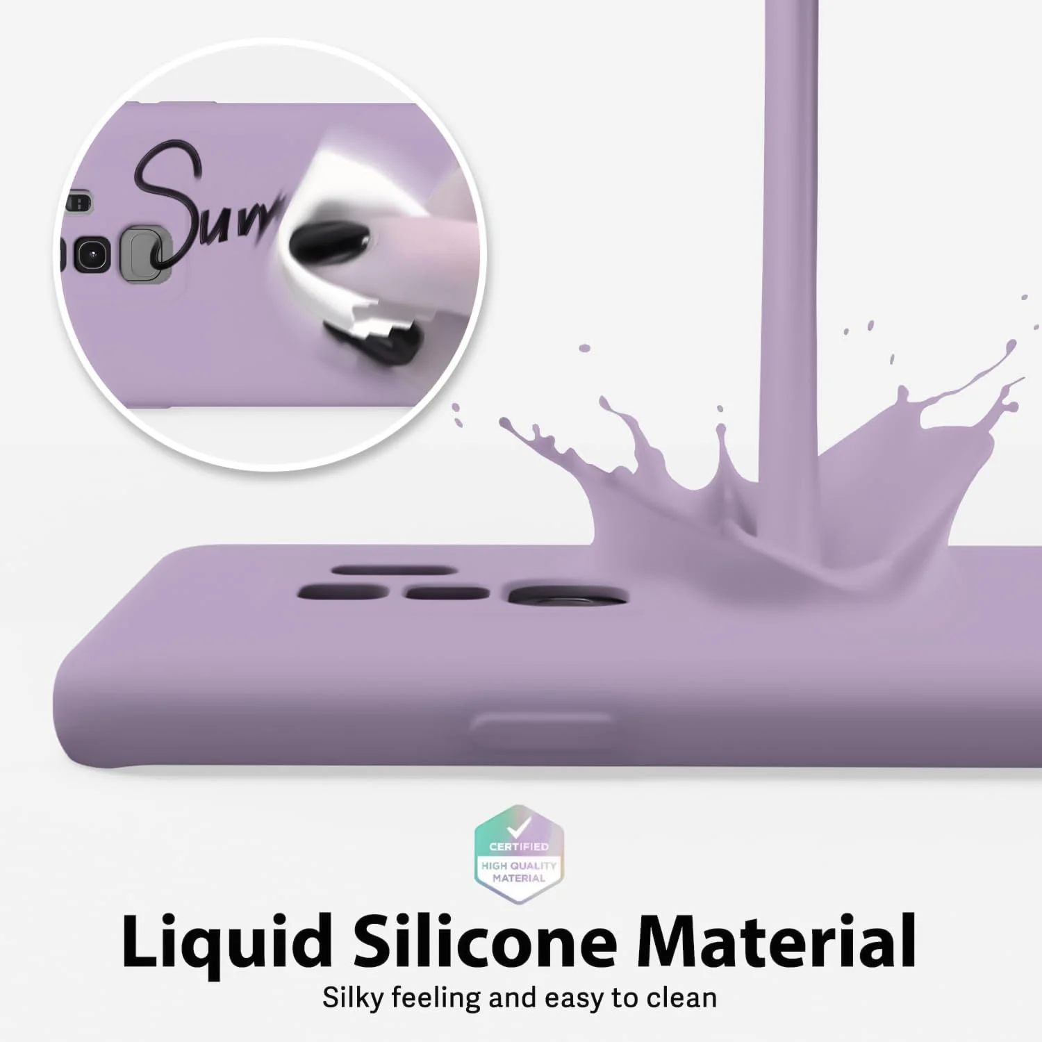 DL3 Mobilak Liquid Silicone Protective Case with Soft Microfiber Lining with Full Camera Protection for Samsung Galaxy S9 Plus - Lavender
