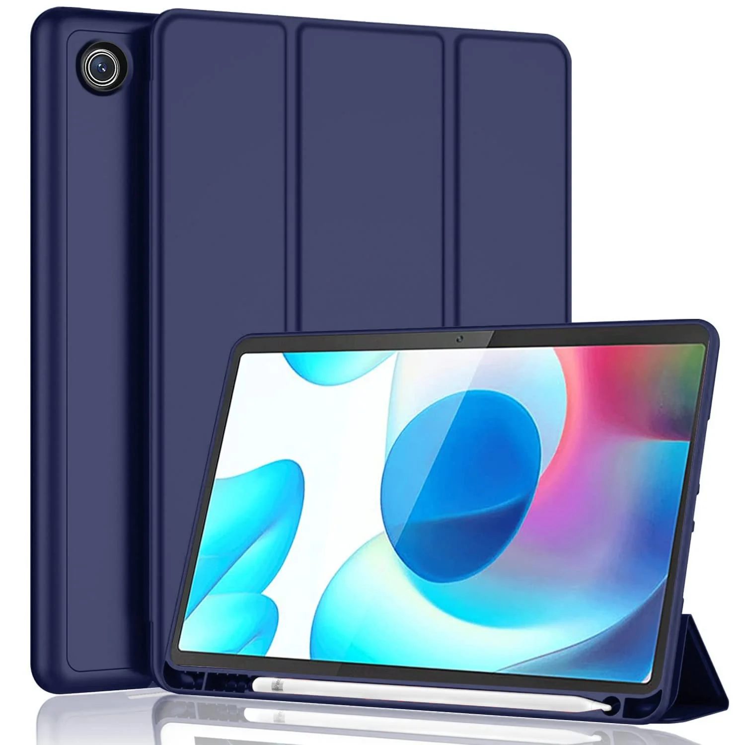 DL3 Mobilak Smart Case for Samsung Galaxy Tab a7 10.4 Inch 2022 2020 (SM-T509 T500 T503 T505 T507) with Pencil Holder, Soft TPU Smart Stand Back Cover Auto Wake/Sleep Feature - Blue