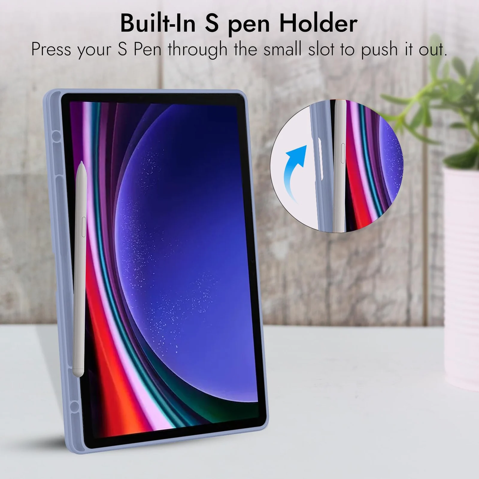 DL3 Mobilak Smart Case for Samsung Galaxy Tab S8 Plus 2022/S7 FE/S7 Plus 12.4 with Pencil Holder, Soft TPU Smart Stand Back Cover Auto Wake/Sleep - Lavender