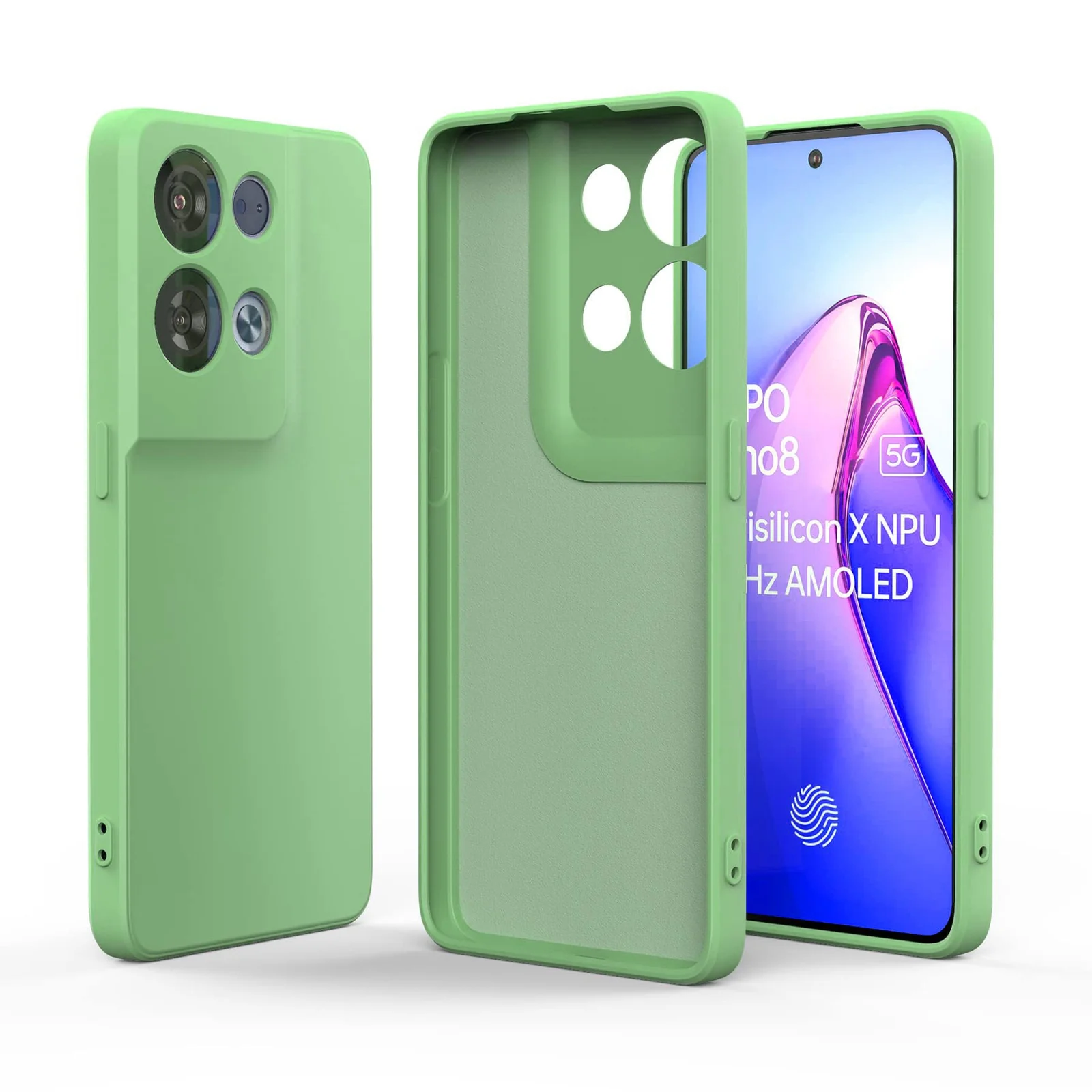 DL3 Mobilak OPPO Reno 8 5G Case, Soft Flexible Silicone Gel Rubber Bumper Cover, Full Body Shockproof Protective Phone Case - Light Green