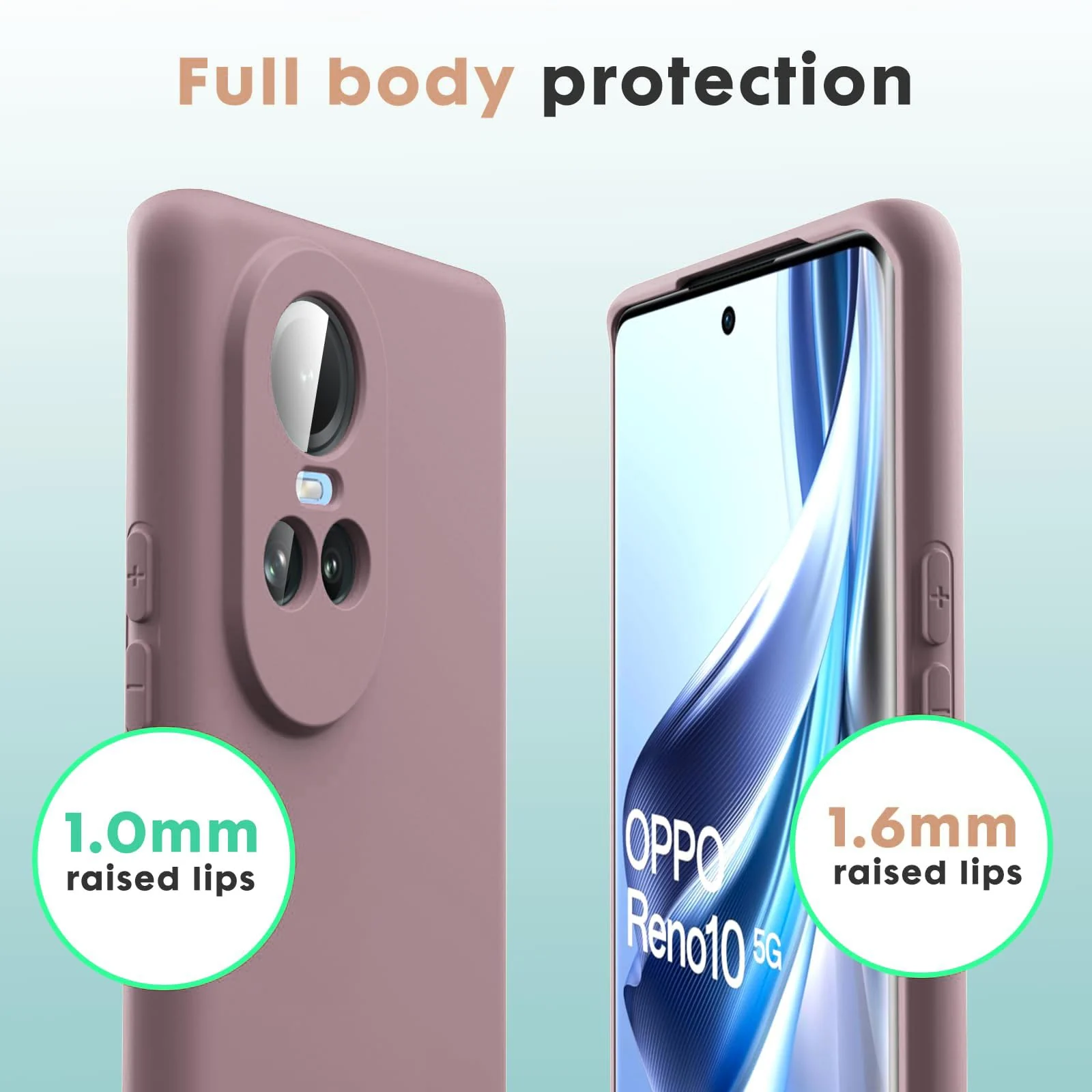 DL3 Mobilak Liquid Silicone Protective Case for OPPO Reno 10 with Microfiber Lining and Shockproof Design - Cashmere