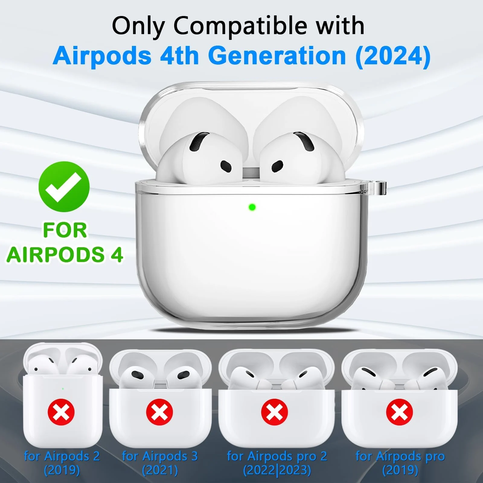 DL3 Mobilak AirPods 4 Case Soft TPU Protective Cover [Front LED Visible][Anti-Yellowing], TPC Protective Case With Lanyard, Case Compatible with AirPods 4th Generation 2024, Wireless Charging - Clear