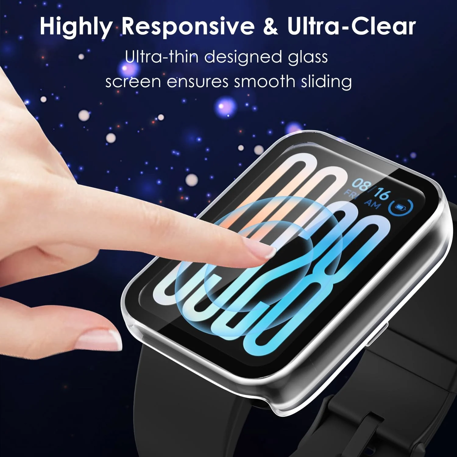 DL3 Mobilak Case with Screen Protector for Xiaomi Smart Band 9 Pro, Bumper Full Coverage Hard PC Overall Protective Cover, Built-in Tempered Glass Film High Sensitivity - Clear