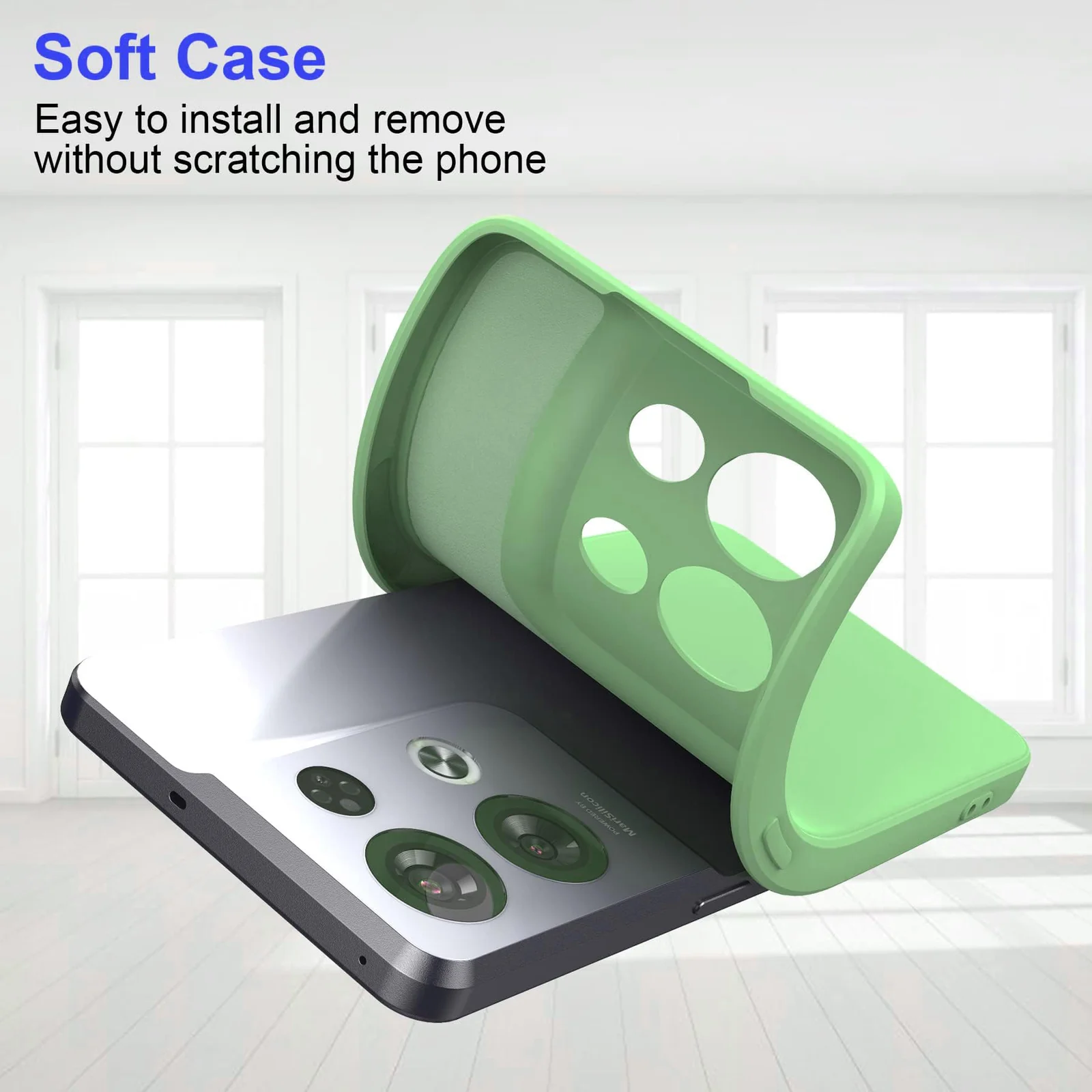 DL3 Mobilak Silicone Protective Case for OPPO Reno 8 Pro 5G / Reno 8 Pro Plus, Shock-absorbing protection, Scratch-resistant surface, Soft microfiber lining - Light Green