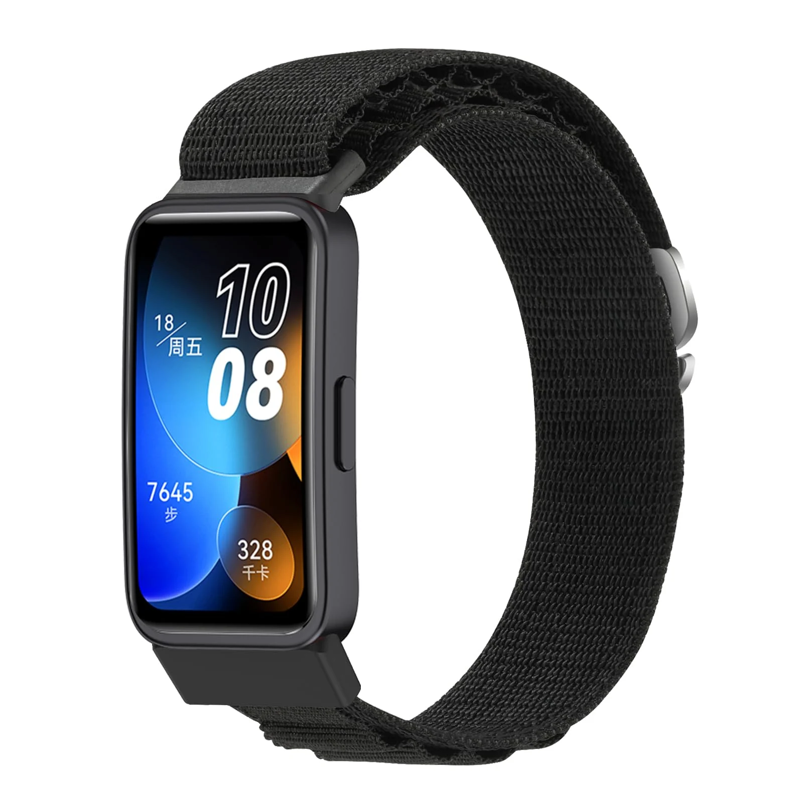 DL3 Mobilak Alpine Loop Band for Huawei Band 9 / Huawei Band 8, Women Men Nylon Sport Solo Loop Rugged Wristband with G‑Hook For Huawei Band 8/Band 9 - Black