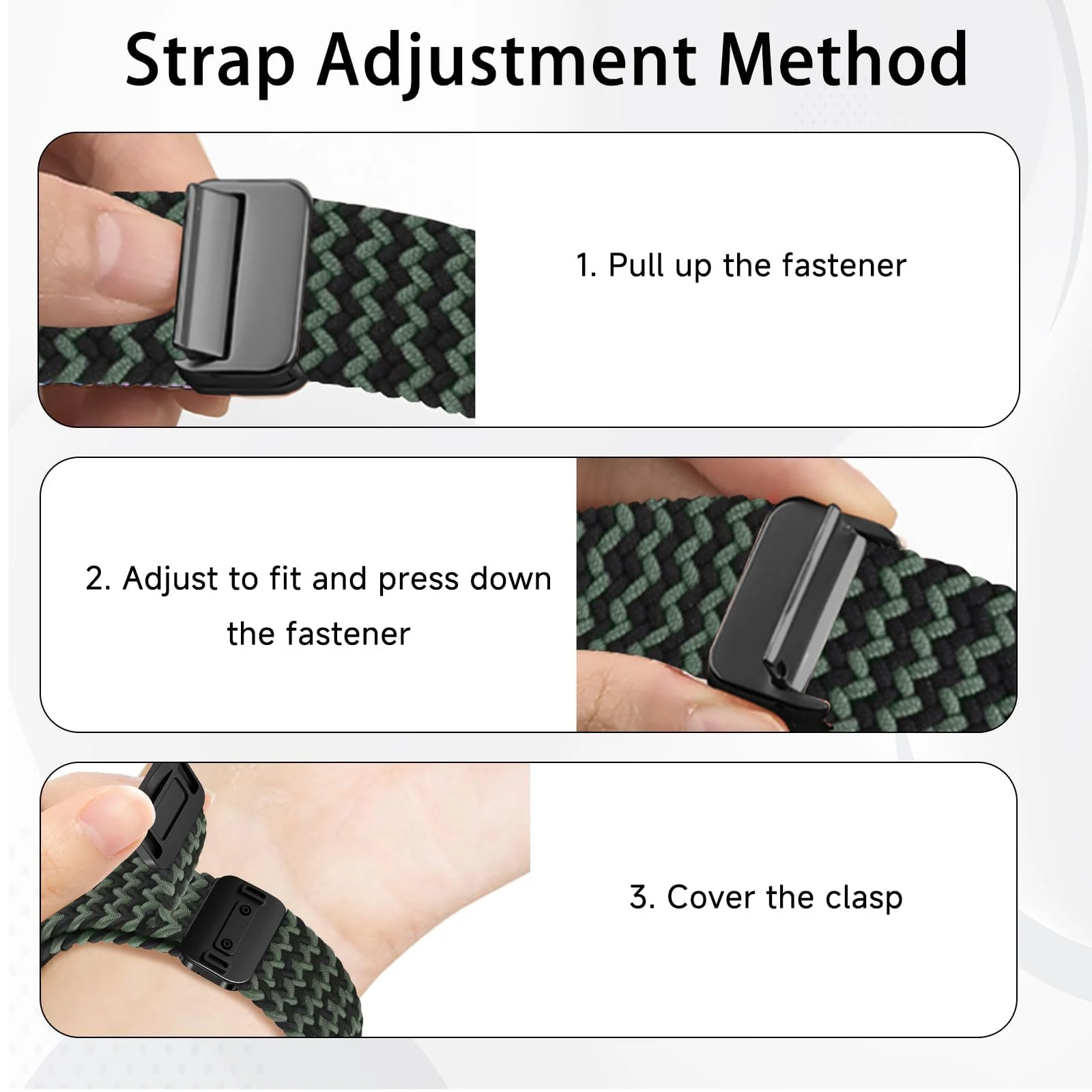 DL3 Mobilak Sport Solo Loop Compatible with Apple Watch Band 42mm 44mm 45mm 46mm 49mm for Women Men, Magnetic Strap Stretchy Braided Wristband for iWatch Series 11 10 9 8 7 6 5 4 3 Ultra 3 2 1 SE SE2 - Green-Black