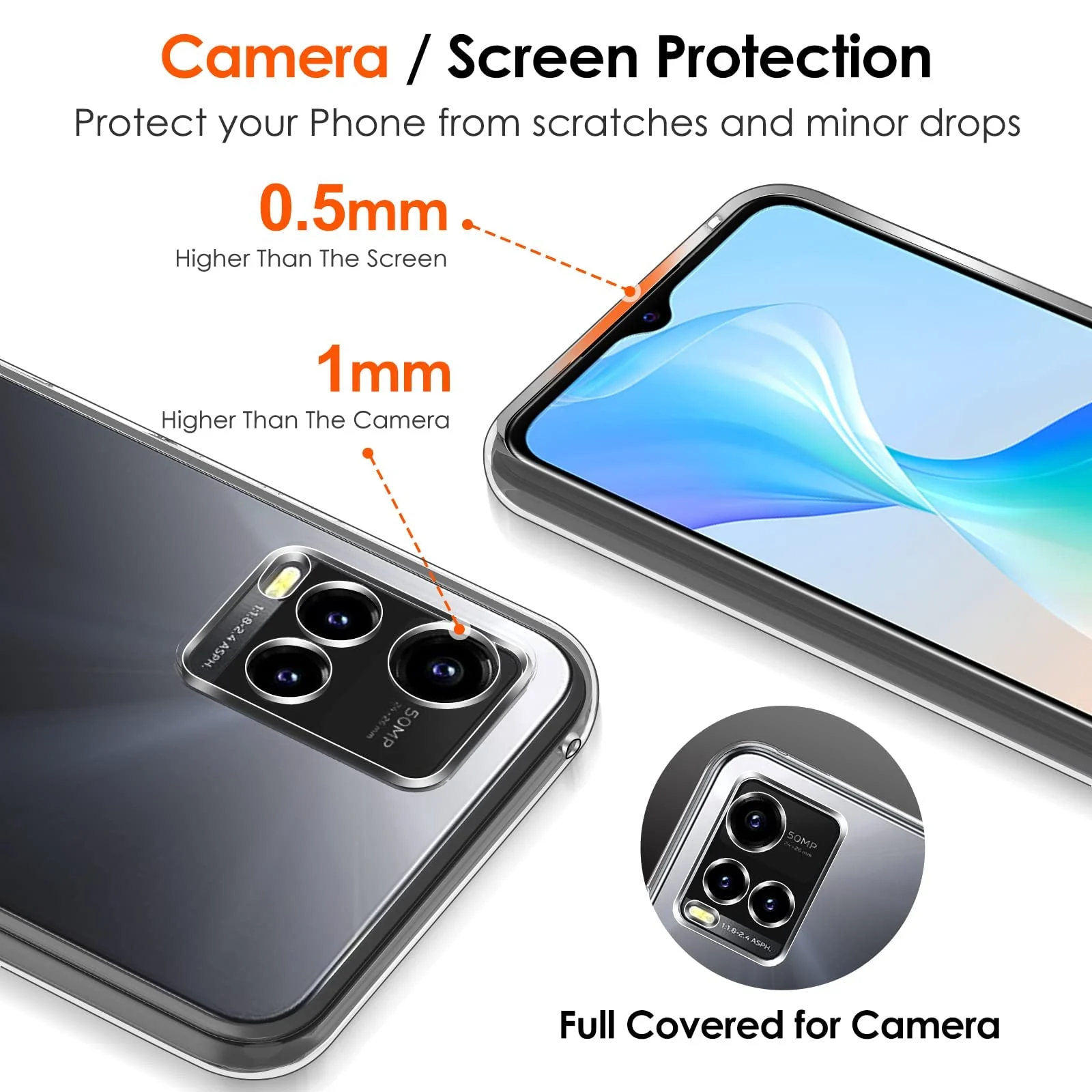 DL3 Mobilak Case Compatible with vivo Y33S / Y21s / Y21 / Y21t - Crystal, Anti-Scratch, Shock-Absorbent, TPU Gel Case - Clear