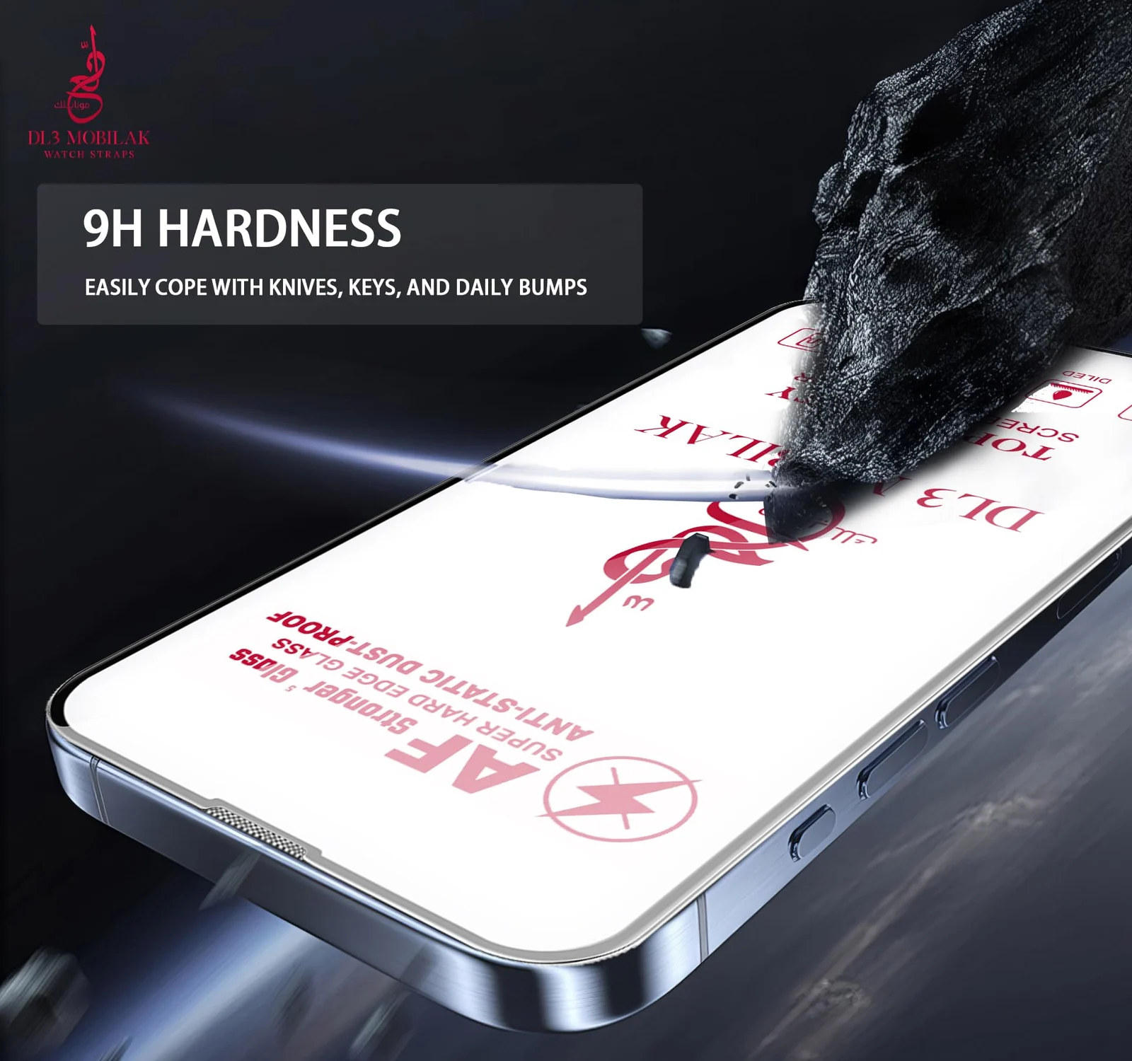 DL3 Mobilak AF Screen Protector for iPhone 16 Plus/iPhone 15 Plus 6.7-Inch, 9H Hardness Tempered Glass Film, Ultra HD, No Bubbles, Built-in Dust Filter, with Easy Installation Frame - Clear