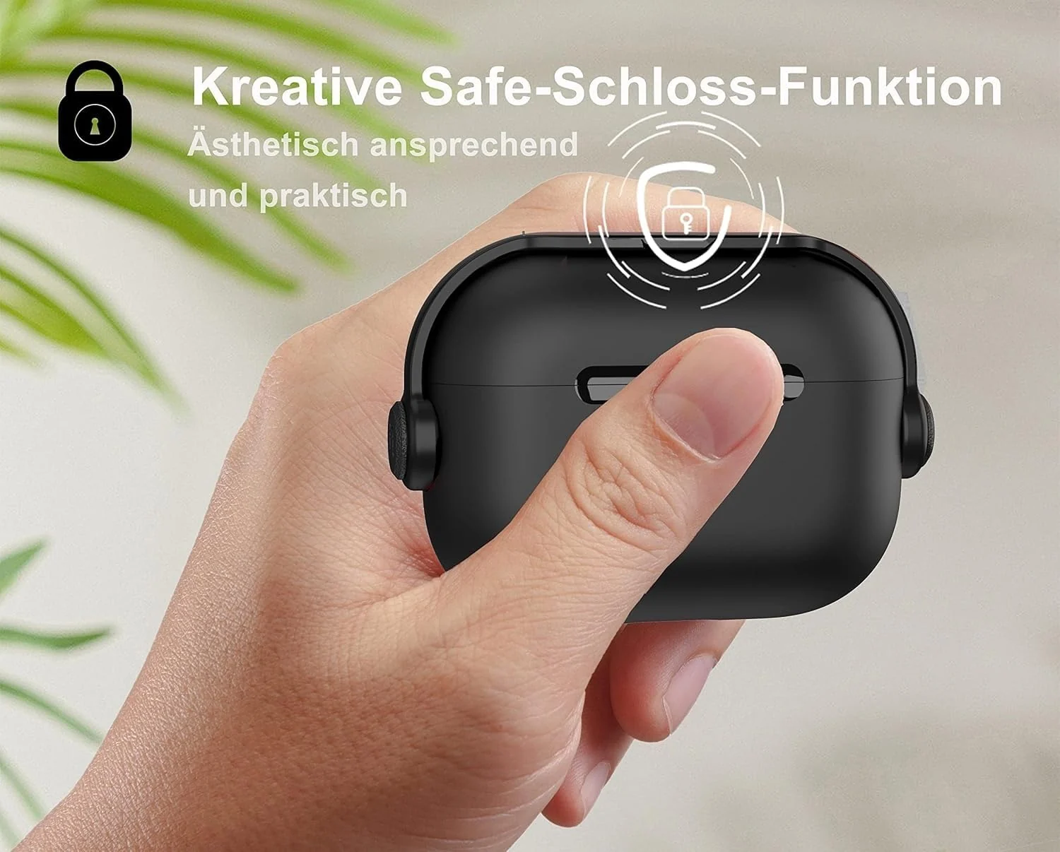 DL3 Mobilak Protective Case for AirPods Pro 3 (2025) [With Closure Lid] [Front LED Visible] [With Wrist Strap] Skin Case Compatible with (2025) AirPods Pro 3 - Black