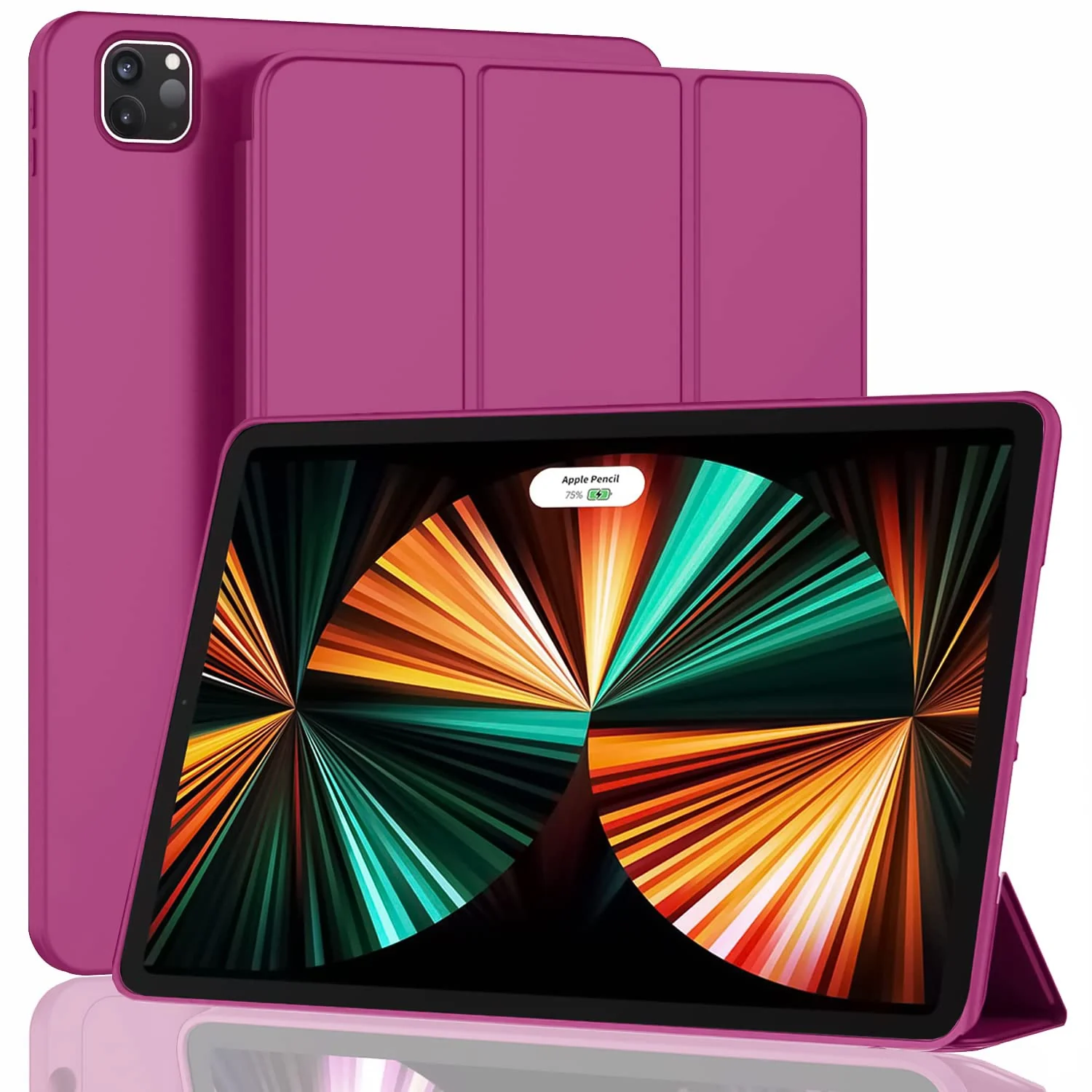 DL3 Mobilak Smart Case Compatible with iPad Pro 12.9 Inch Case 2022/2021/2020 (6th/5th/4th Gen) Case Flip Cover Leather Case Soft TPU Back And Trifold Stand With Auto SleeP - Rose Red