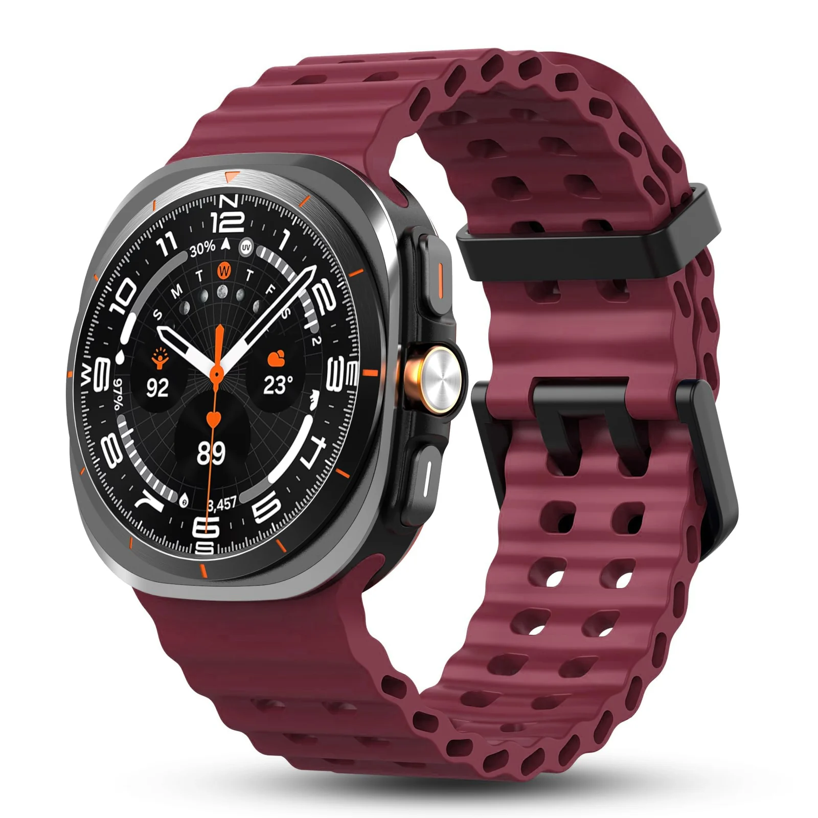 DL3 Mobilak Sport Band Compatible with Samsung Galaxy Watch Ultra Band 47mm Women Men, Breathable Soft Silicone Waterproof Watch Strap Accessories for Samsung Watch 7 Ultra Bands - Burgundy