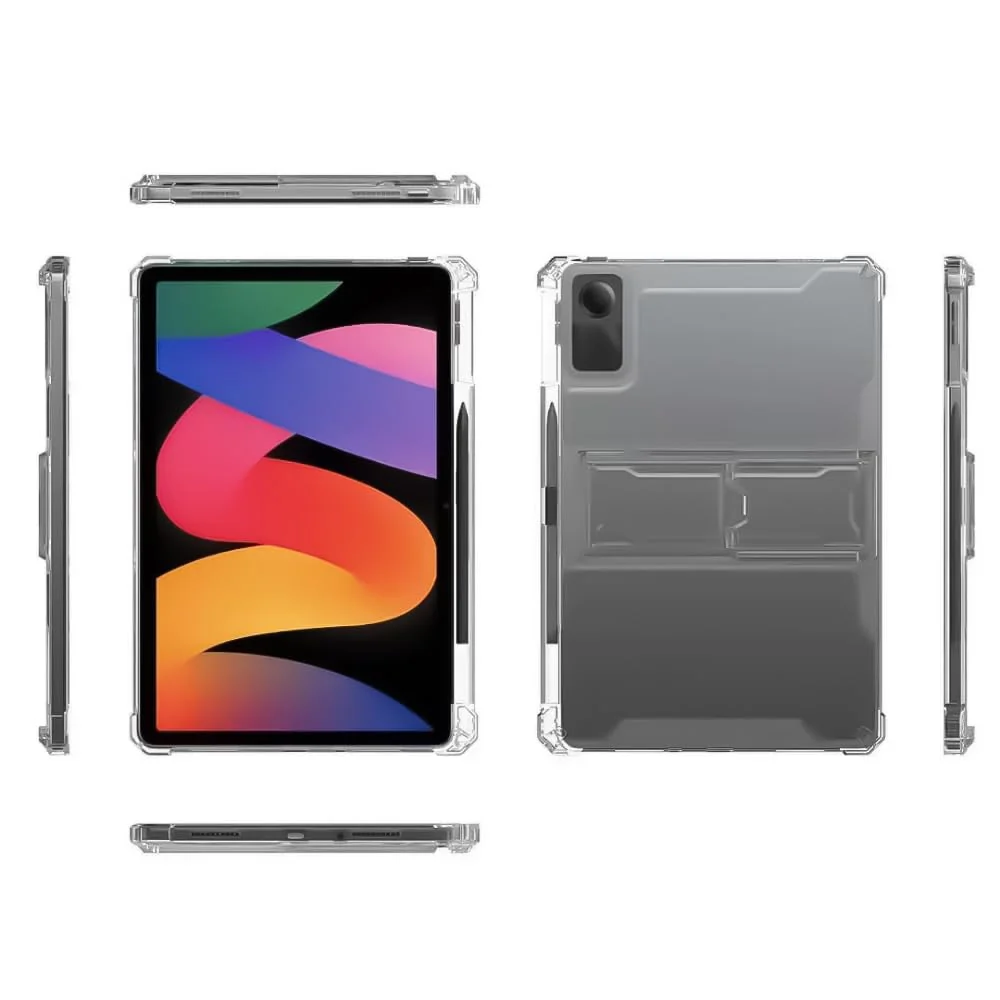 DL3 Mobilak Transparent Stand Case for Xiaomi Redmi Pad SE 11 inch Tablet 2023 Shockproof, Thin Slim Lightweight Anti-Yellowing Bumper, Kickstand Cover, with Pencil Holder - Clear
