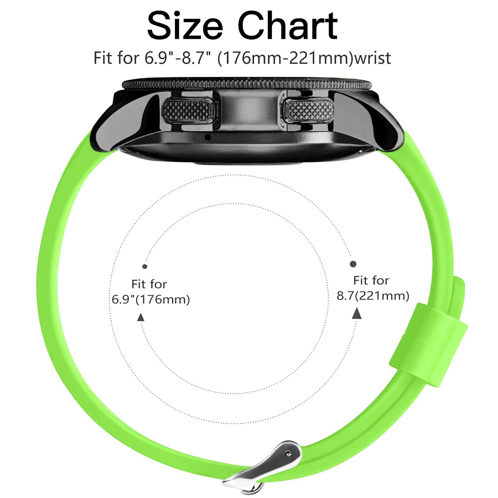 DL3 Mobilak Silicone Sport Band 22MM Xiaomi Redmi Watch 5 Active/5 Lite/Samsung Galaxy Watch 46mm/Watch 3 45mm/Gear S3/Huawei watch (GT6 GT5 GT4 GT3 GT2 GT 46MM)/GT2E/GT5 Pro/GT 6 Pro/Amazfit GTR 3/4 - Neon Green