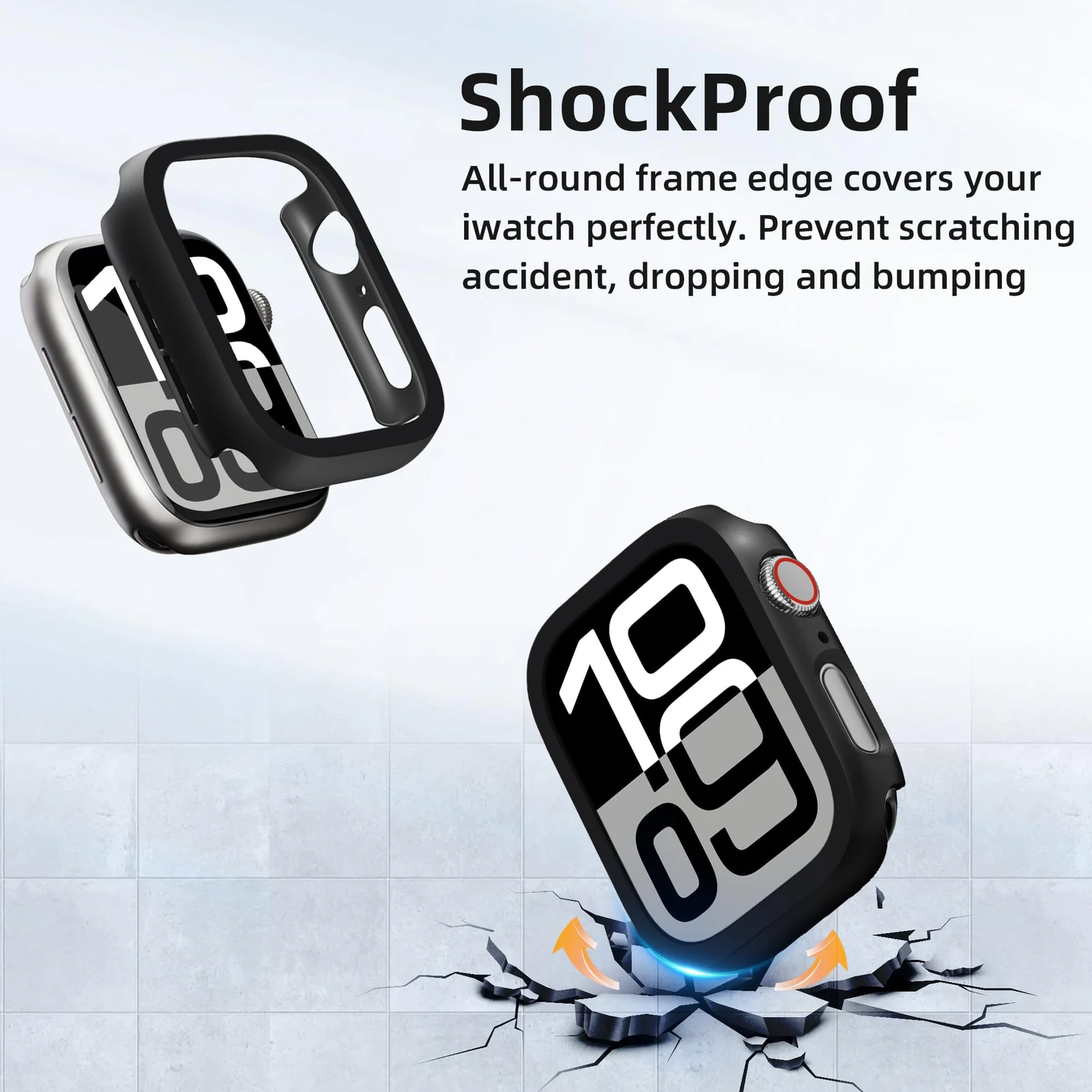 DL3 Mobilak [NO Screen Protector] Bumper Case for Apple Watch Series 10 46mm, Slim Thin Shockproof Bumper Cover, Hard PC Protective Frame All-Around Edge for iWatch 10 46 mm Accessories - Black