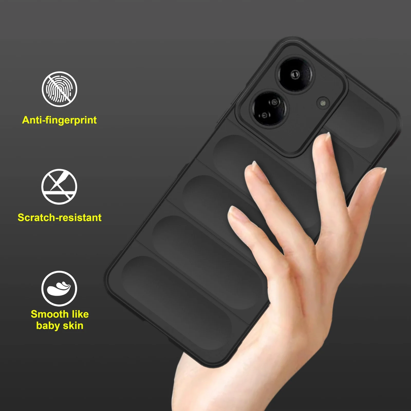 DL3 Mobilak Rugged Protective Case for Xiaomi Redmi 13C 4G, Camera protection, Shock-absorbing protection, Non-slip grip - Black