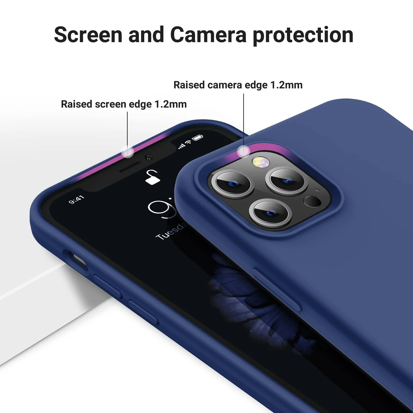 "DL3 Mobilak Compatible with iPhone 15 Pro Max Case 6.7"", Slim Liquid Silicone 3 Layers Soft Gel Rubber Shockproof Protective Phone Case with Anti-Scratch Microfiber Lining - Royal Blue"