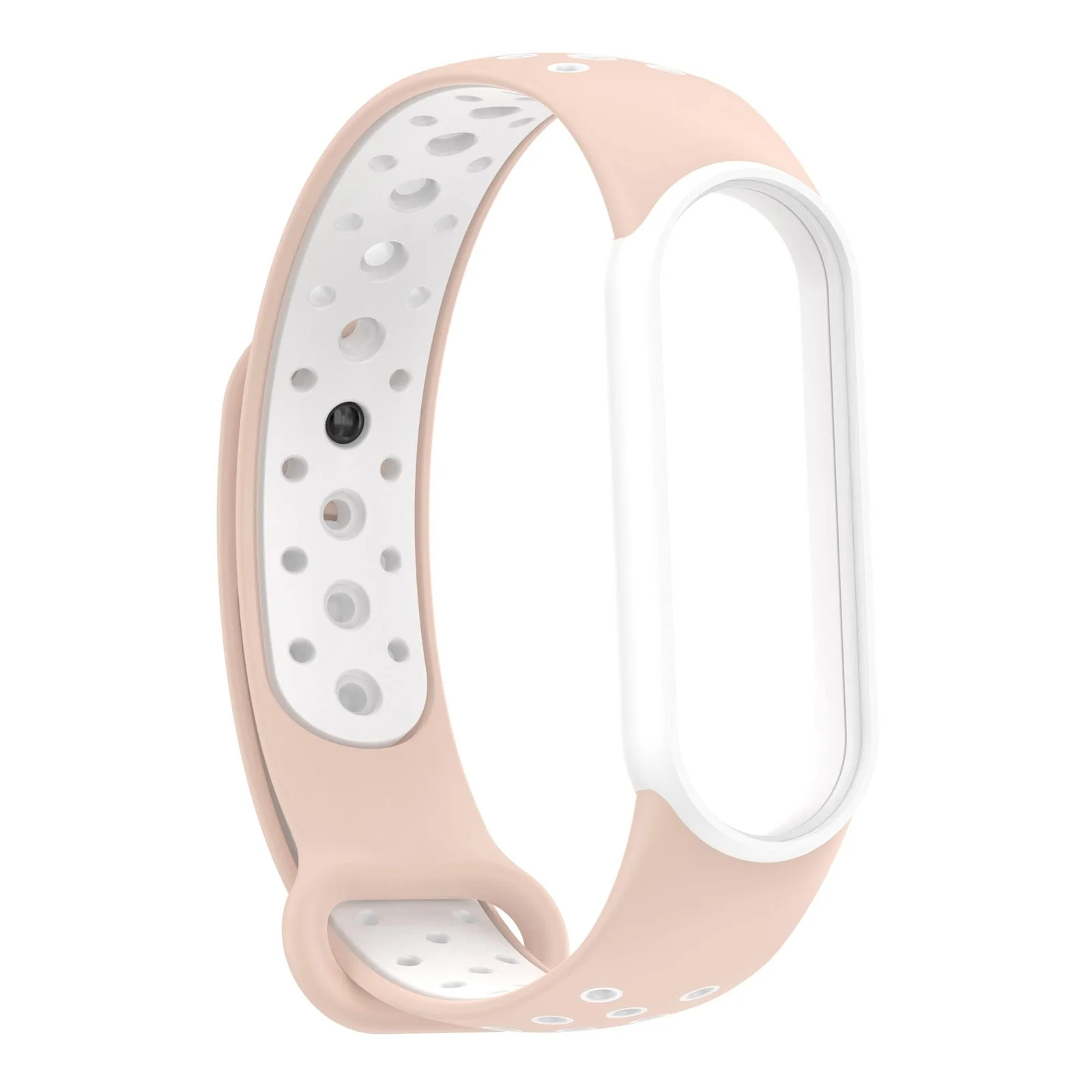 DL3 Mobilak Strap for Xiaomi Mi Band 7 6 5/Amazfit Band 5, Women Men Armband, Two Colours Breathable Adjustable Soft Silicone Replacement Strap for Xiaomi Mi Band 7/6/5/Amazfit Band 5 - Pink White