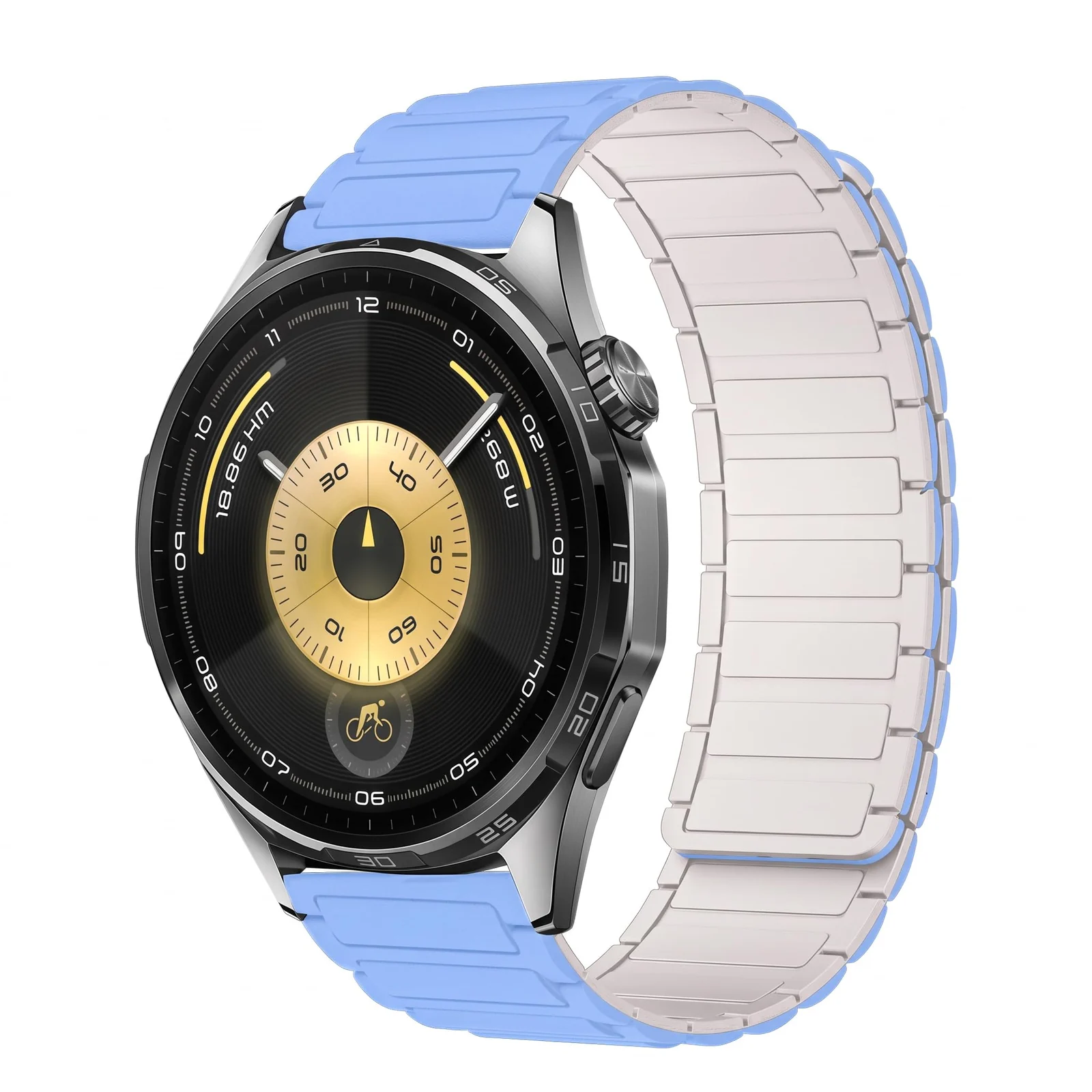 22mm Silicone Magnetic Strap for Xiaomi Redmi Watch 5 Active/5 Lite/Samsung Galaxy Watch 46mm/Watch 3 45mm/Gear S3/Huawei watch (GT6 GT5 GT4 GT3 GT2 GT 46MM)/GT2E/GT 6 Pro (Light Blue/Starlight)