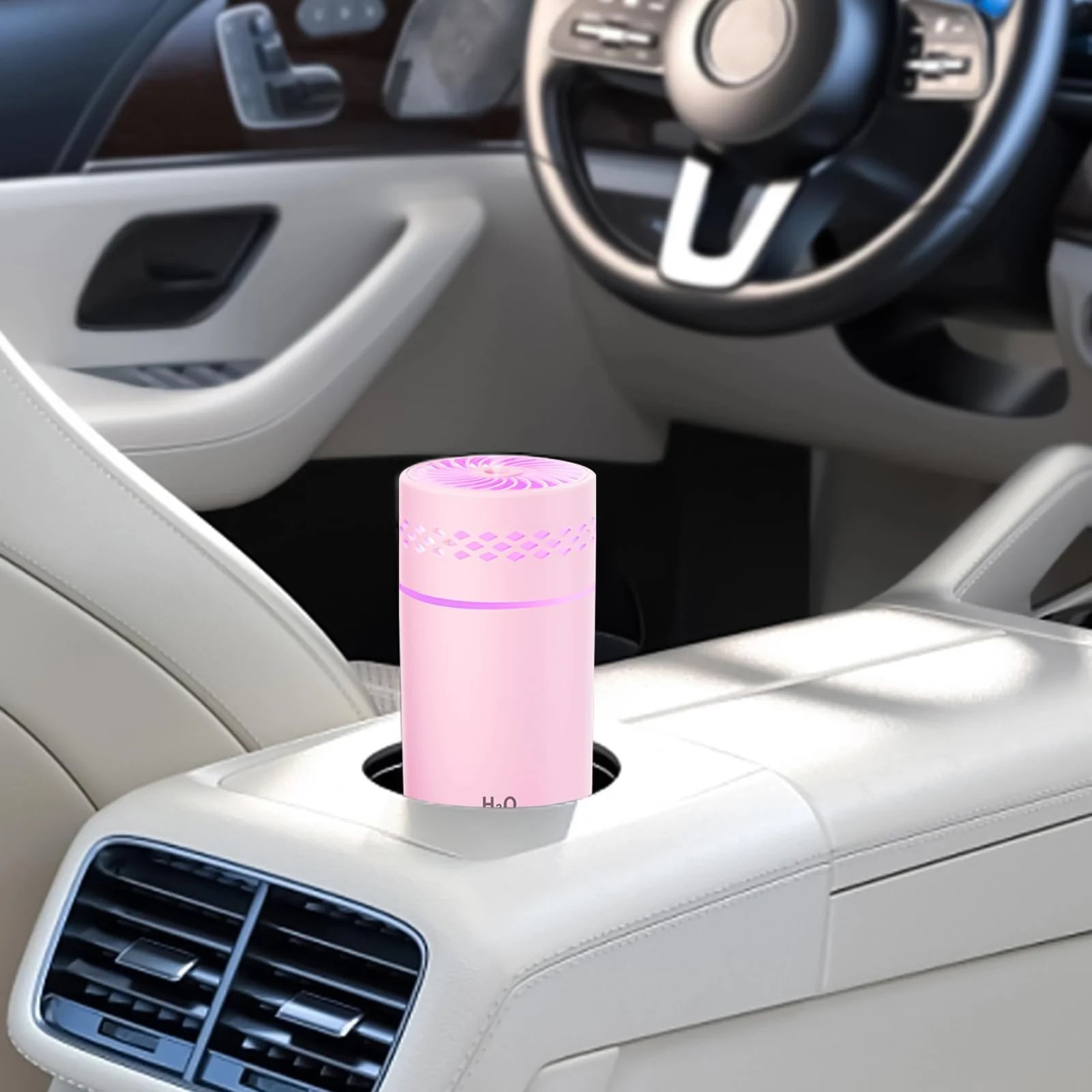 Mobigon Wood Cool Mist Ultrasonic Humidifier for Room Moisture, Aroma Diffuser for Home, 260ml Essential Oil Diffuser with 7 Colorful Night Light, Auto Shut-Off, Home, Office, car - Pink