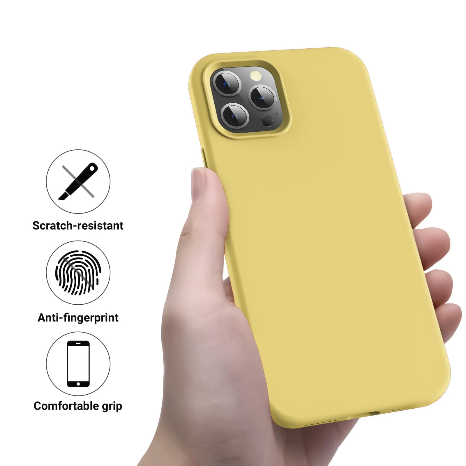 DL3 Mobilak Liquid Silicone Protective Case for iPhone 12 Pro Max (6.7 Inch) with Camera Protection and Microfiber Lining - Yellow