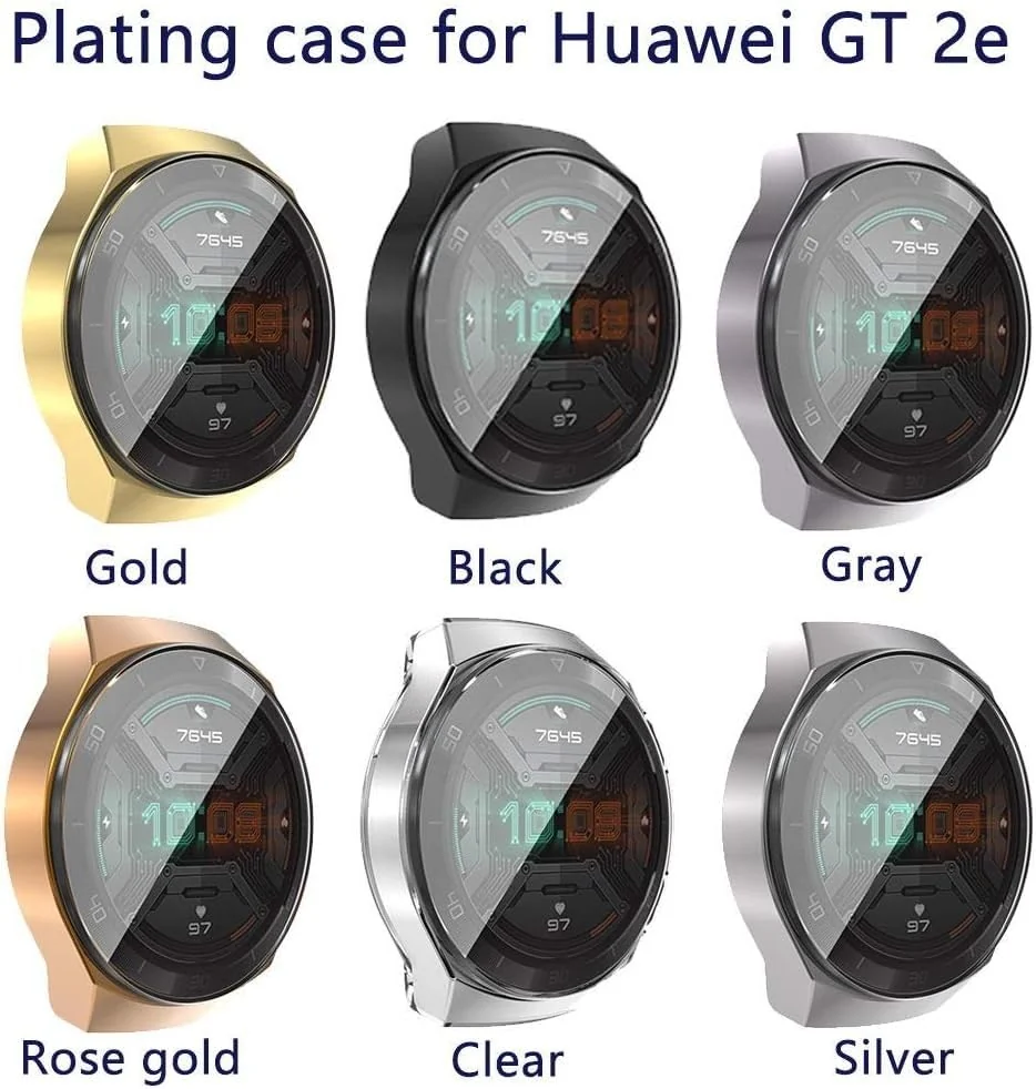 DL3 Mobilak Case Compatible with Huawei Watch GT2E Case All-Around Screen Protector Watch Soft TPU Shockproof Cover Slim Guard Thin Bumper Shell Protector - Rose Gold