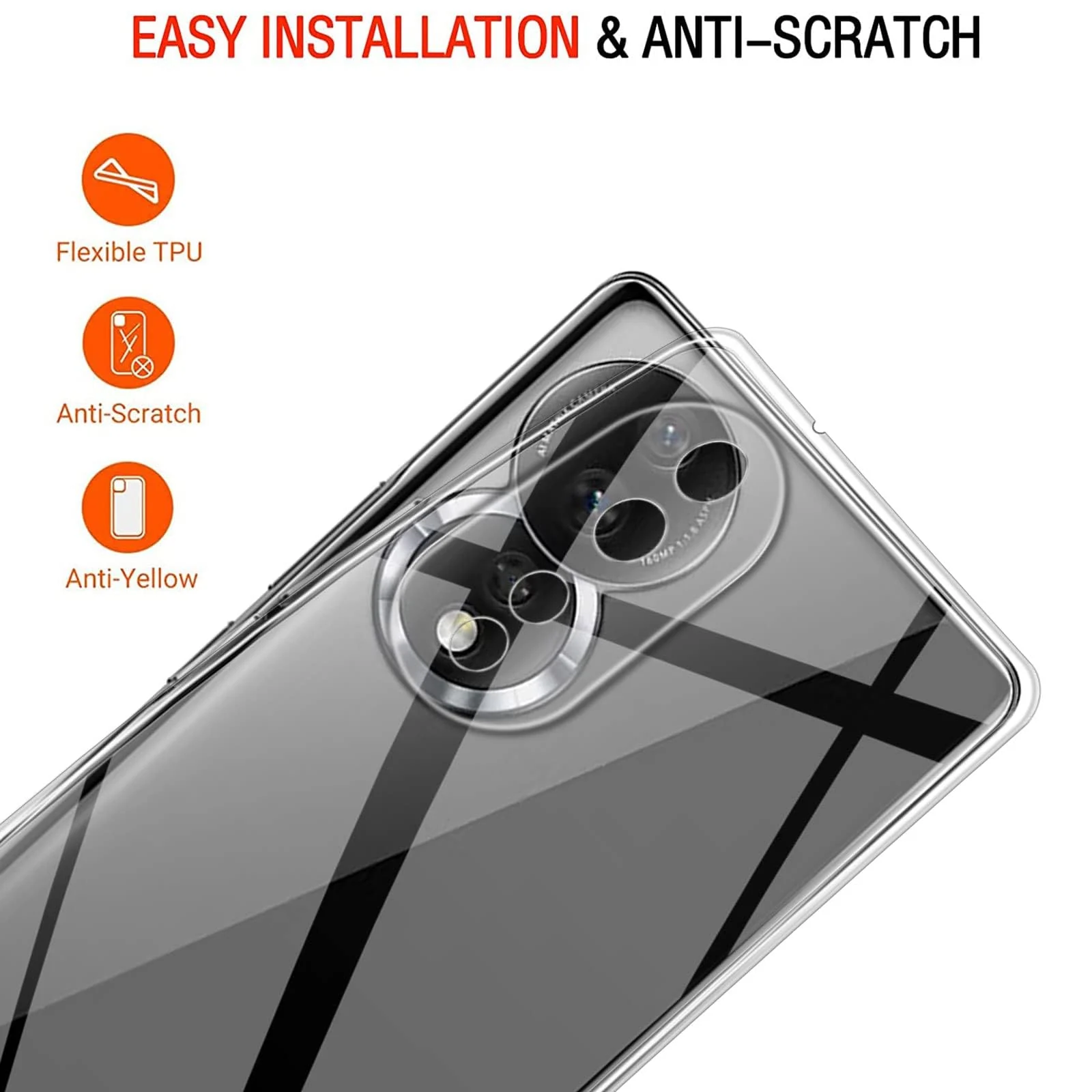 DL3 Mobilak Case Compatible with Honor 80 Case Crystal Soft TPU Gel Case Flexible Silicone Anti-Scratch Camera Protection TPU Cover - Clear