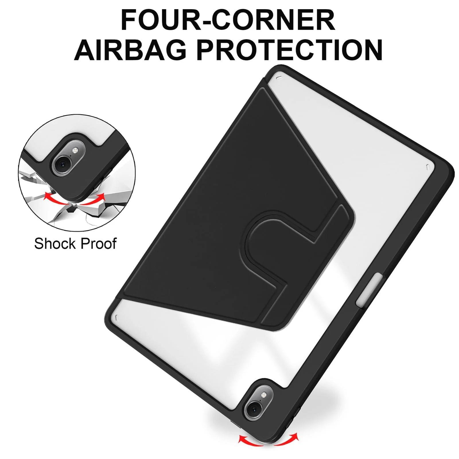 DL3 Mobilak Case for Huawei MatePad 11.5-inch Released 2023, 360° Rotation Multi-angle Stand Slim Cover PU leather + Transparent Acrylic case with Pen Holder Auto Wake/Sleep - Black