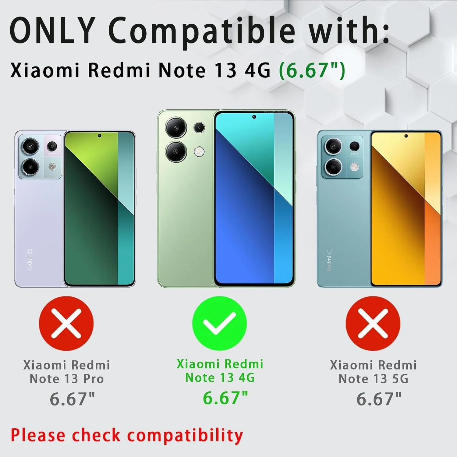 DL3 Mobilak Clear PC and TPU Protective Case for Xiaomi Redmi Note 13 4G with Camera Protection and Military-Grade Protection - Black