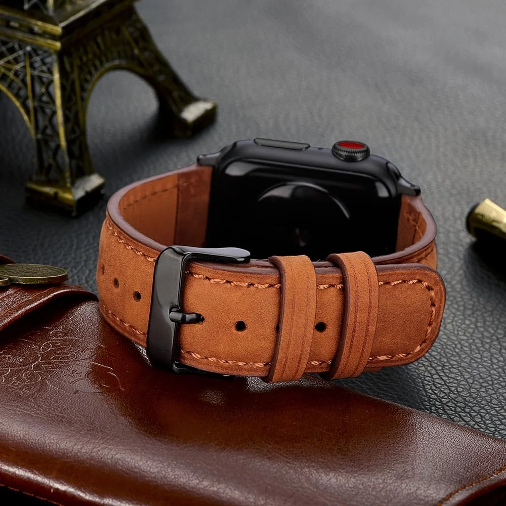 DL3 Mobilak Compatible with Apple Watch Band 49mm 46mm 45mm 44mm 42mm Leather Band Replacement Strap, Soft Leather Bracelet for iWatch Series 11 10 9 8 7 6 5 4 SE SE2 Ultra 3 2 1 - Light Brown