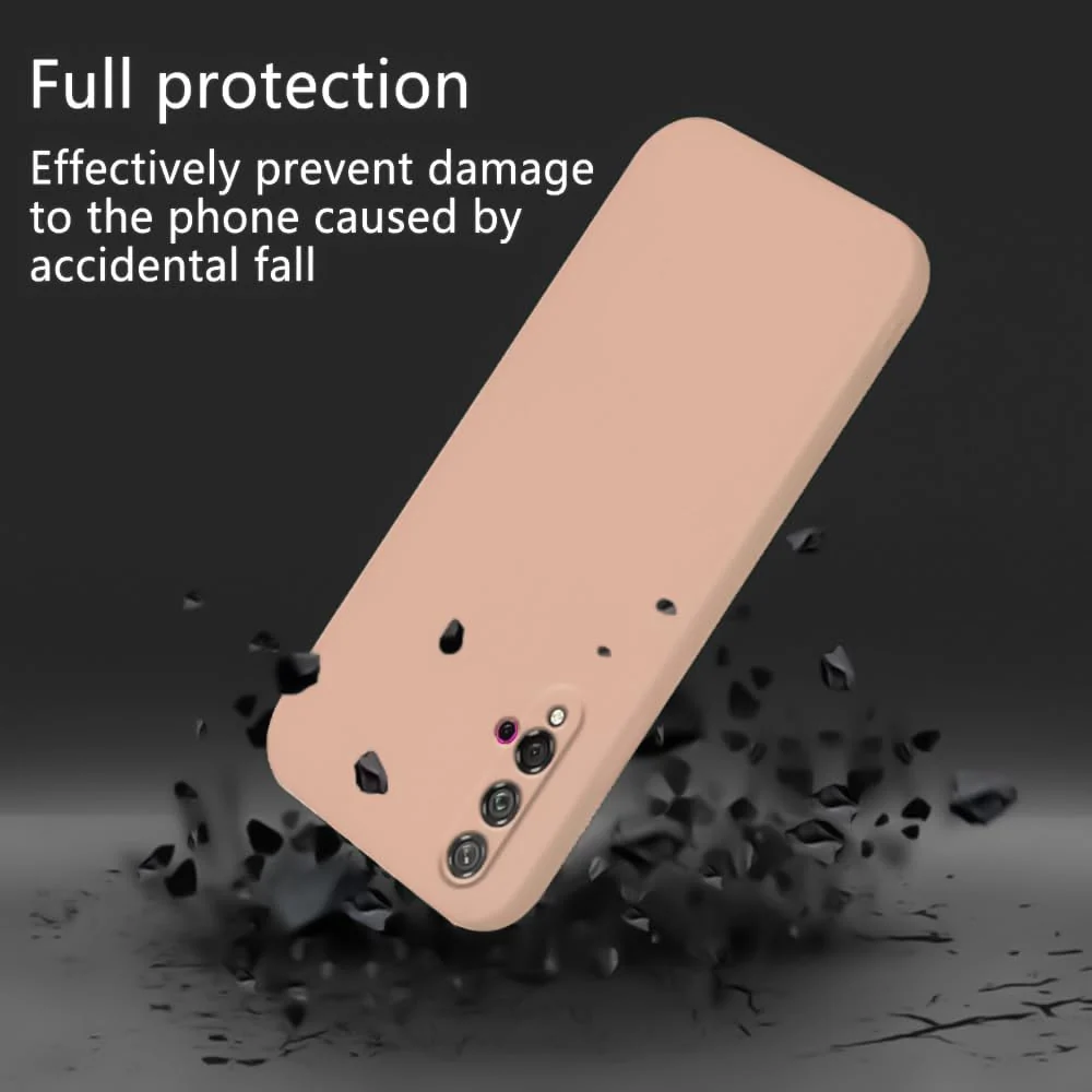 DL3 Mobilak Liquid Silicone Case for Huawei nova 5T, Shock-absorbing protection, Scratch-resistant surface, Soft microfiber lining - Light Orange