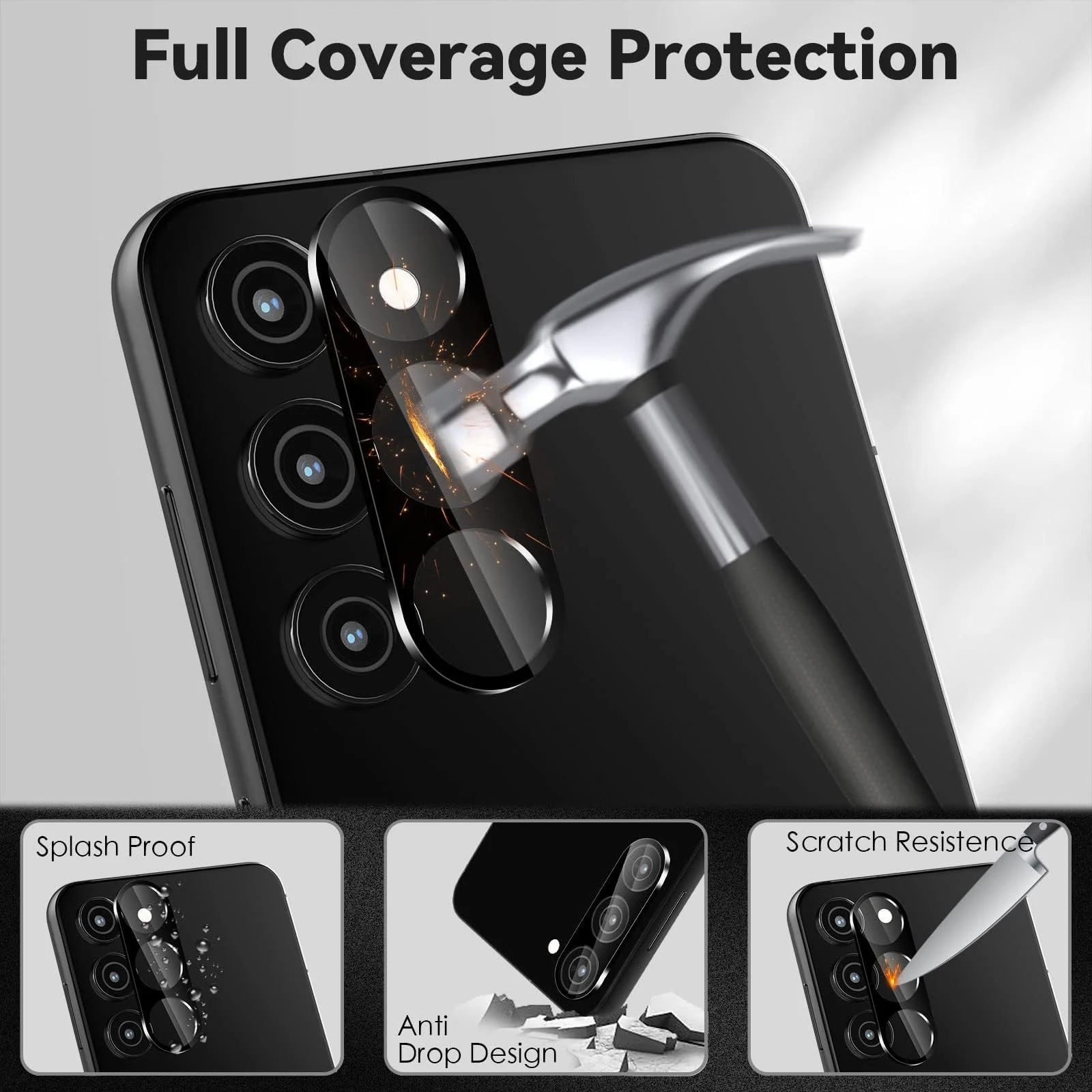 DL3 Mobilak Samsung Galaxy A15 5G Camera Lens Protector Tempered Glass Screen Protector HD [Full Coverage][Anti-Scratch] Drop Protection Ultra Clear/Thin Lens Protector Case - Black