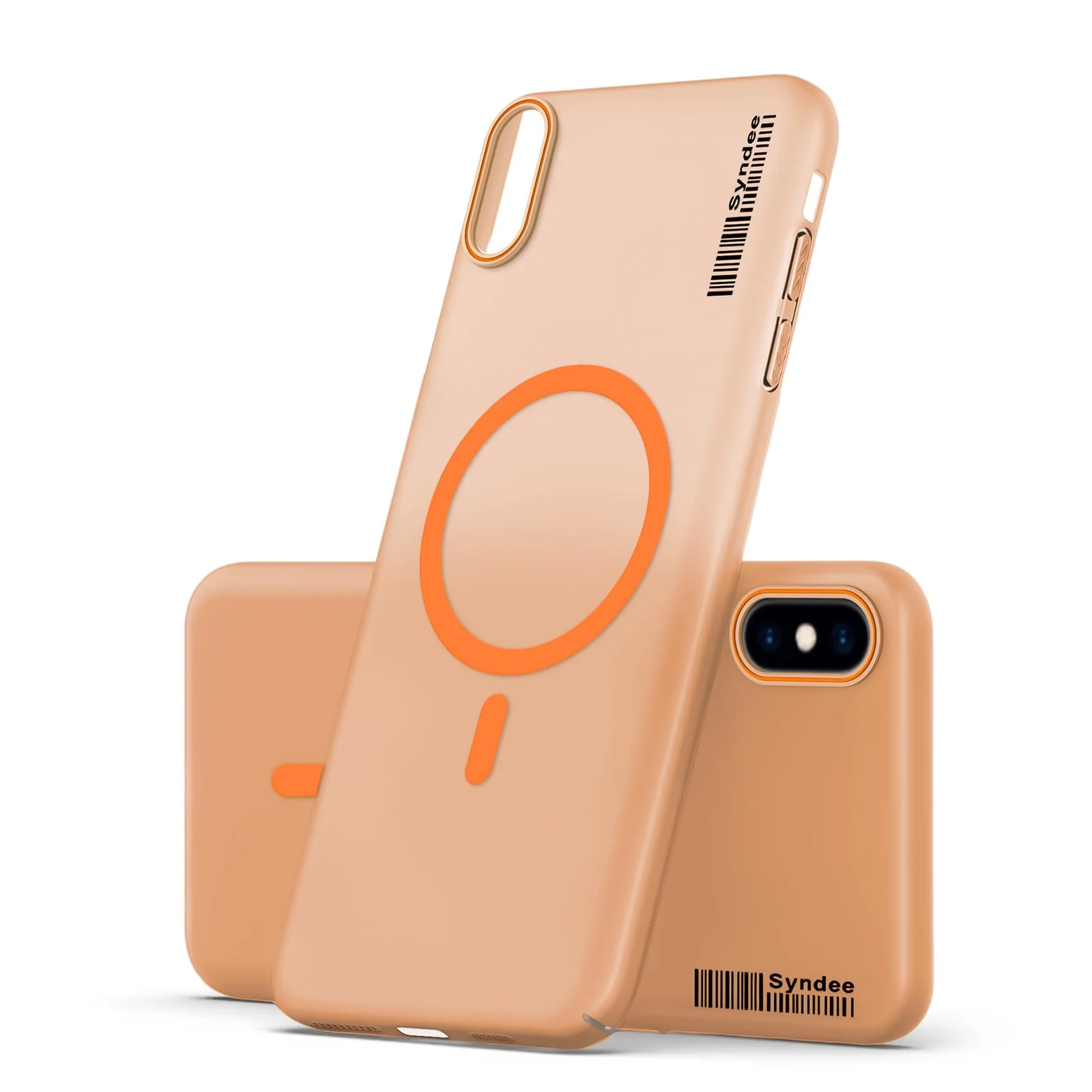DL3 Mobilak Matte MagSafe-Compatible Magnetic Case for iPhone XS Max with Camera Protection and Ring Holder - Orange