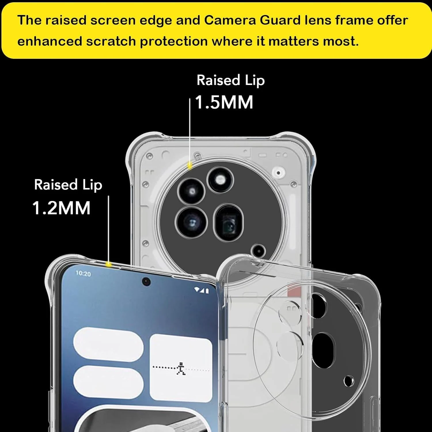 DL3 Mobilak Case Compatible with Nothing Phone 3A Pro, Cover Silicone TPU Gorilla Anti-shock Protector Camera Shockproof Corners - Clear