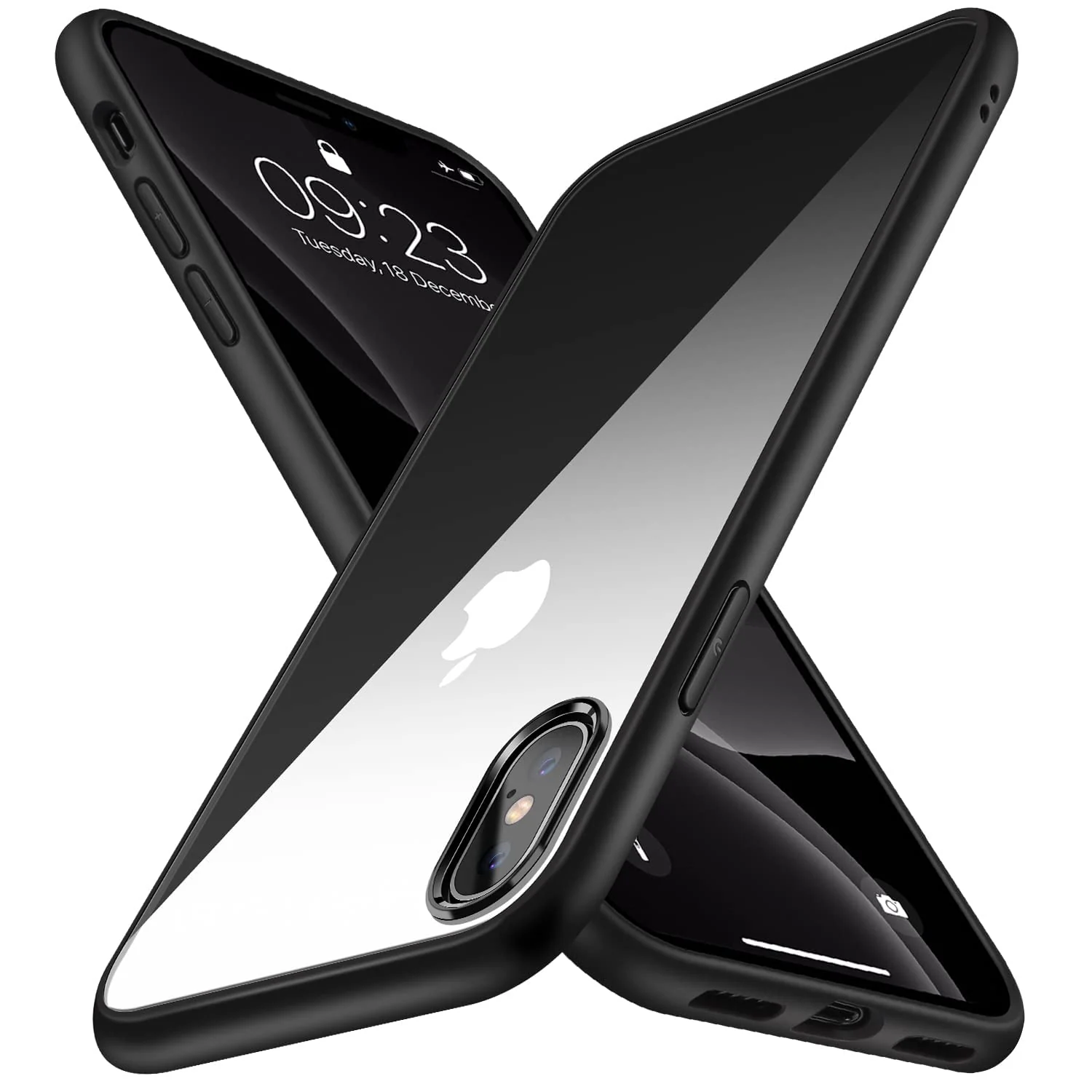 DL3 Mobilak Clear PC and TPU Protective Case for iPhone XS Max with Shockproof Design and Anti-Yellowing Design - Black